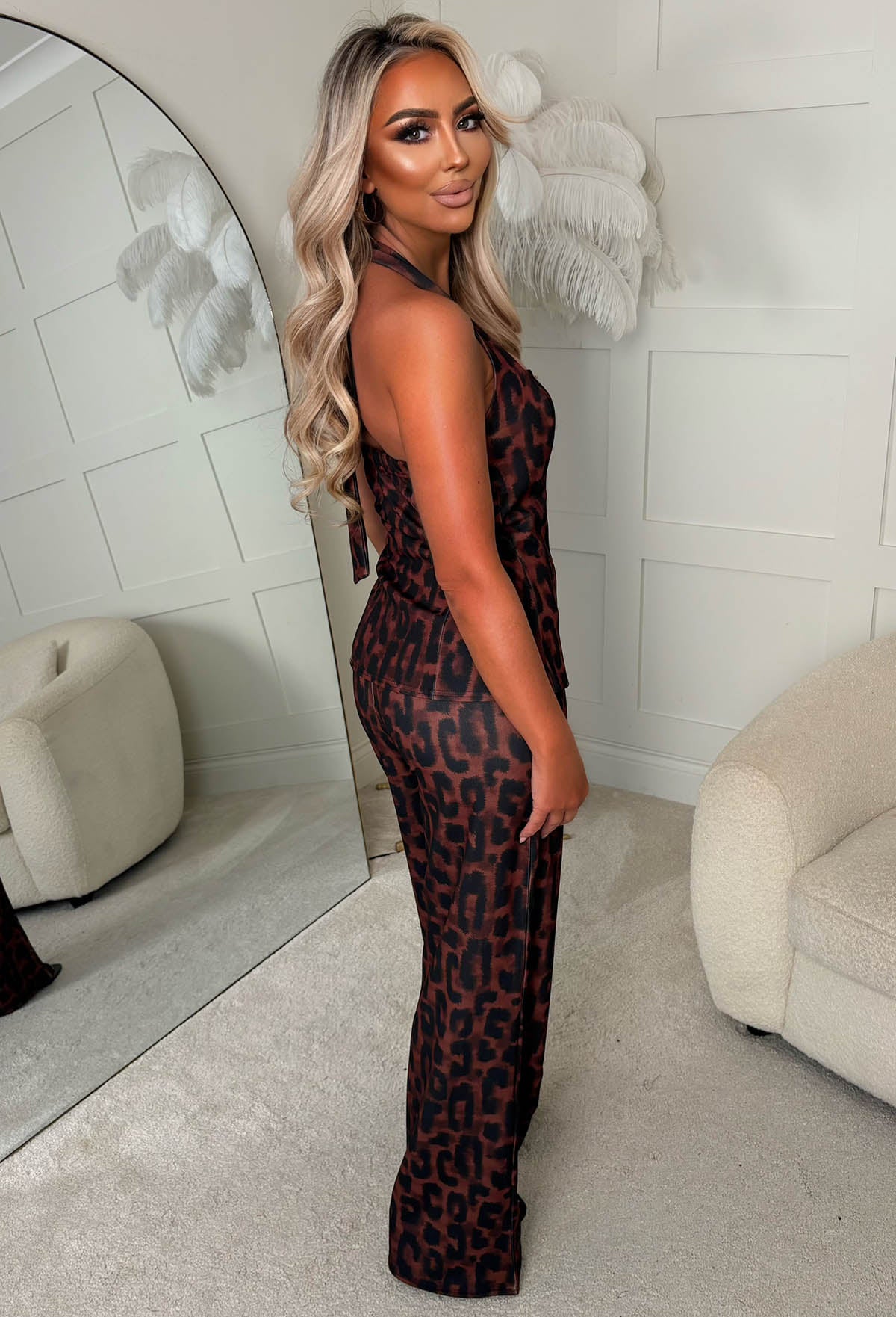 Can't Tame Her Brown Leopard Print Waistcoat & Trousers Set