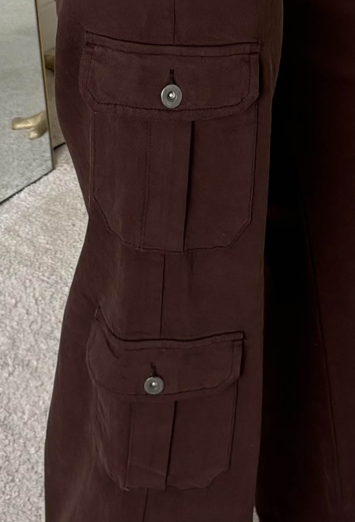 Cargo Revolution Brown Cargo Wide Leg Stretch Trousers