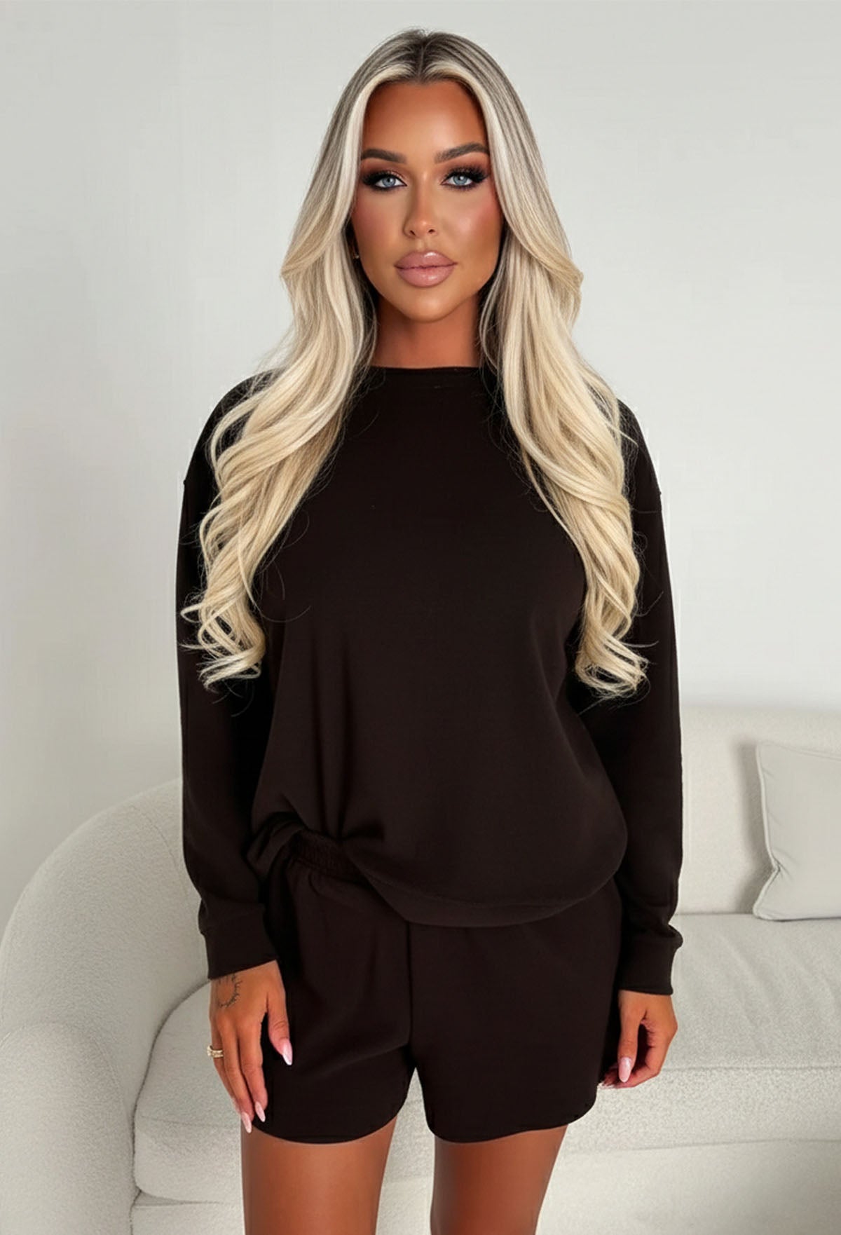Casual Chic Chocolate Brown Soft Sweatshirt