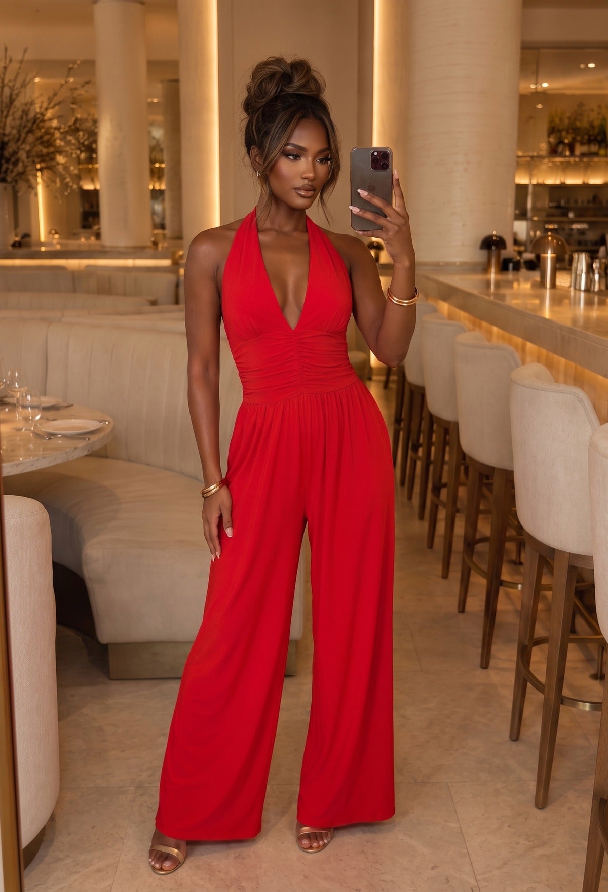 Red Halterneck Jumpsuit