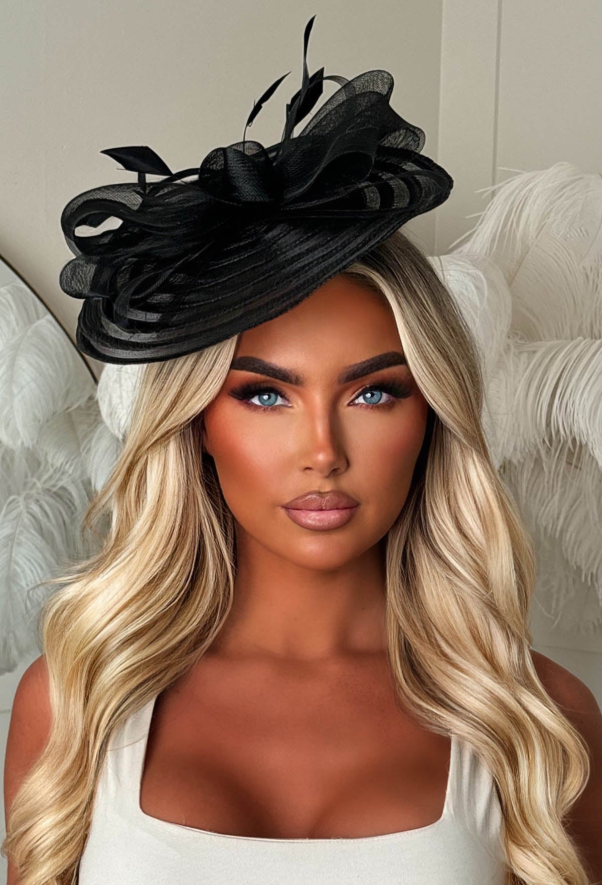 Celestial Chic Black Mesh Fascinator
