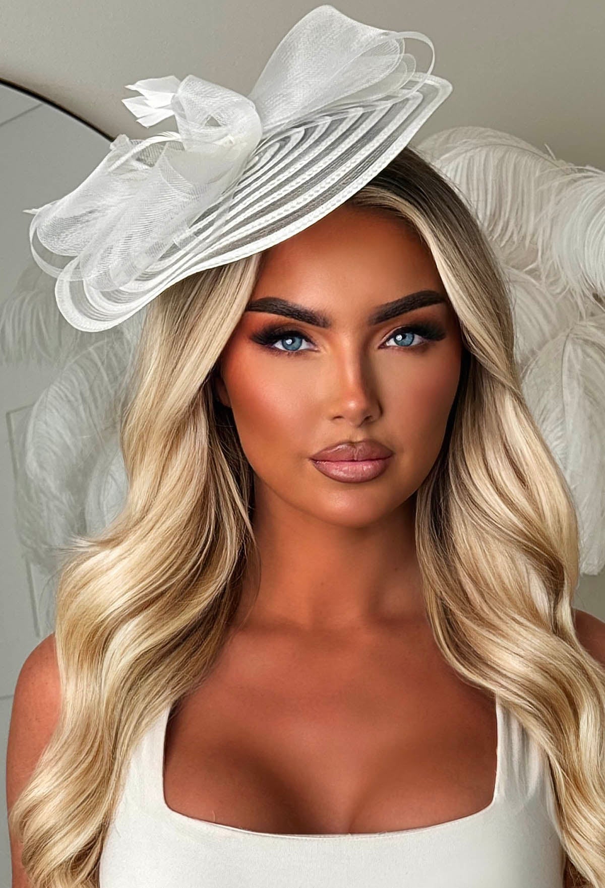 Celestial Chic White Mesh Fascinator