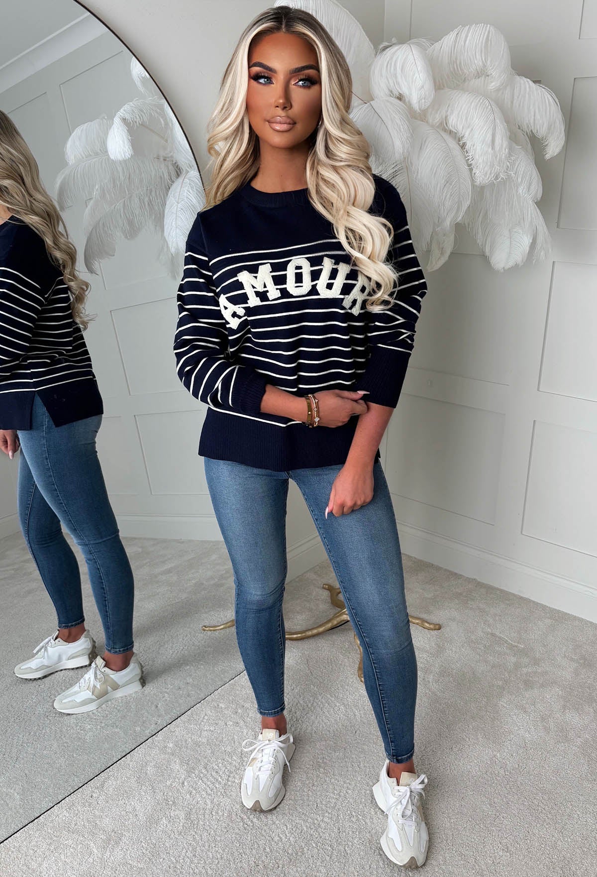 Chic Noir Navy Striped Amour Jumper