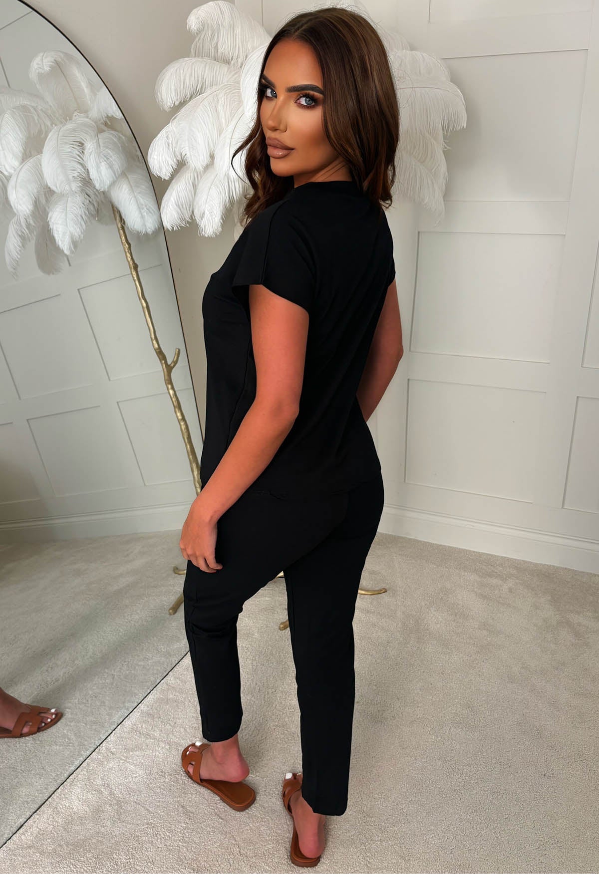 Chilled Girl Black Top & Jogger Loungewear Set