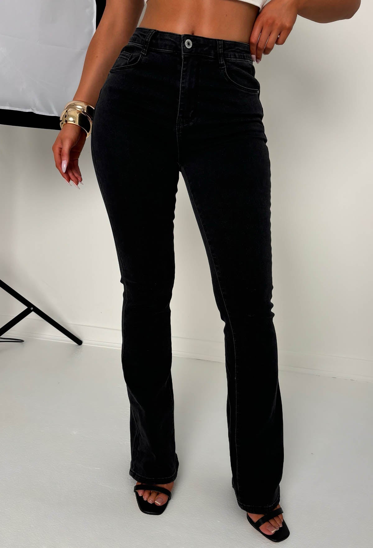 Black Red Flared Jeans