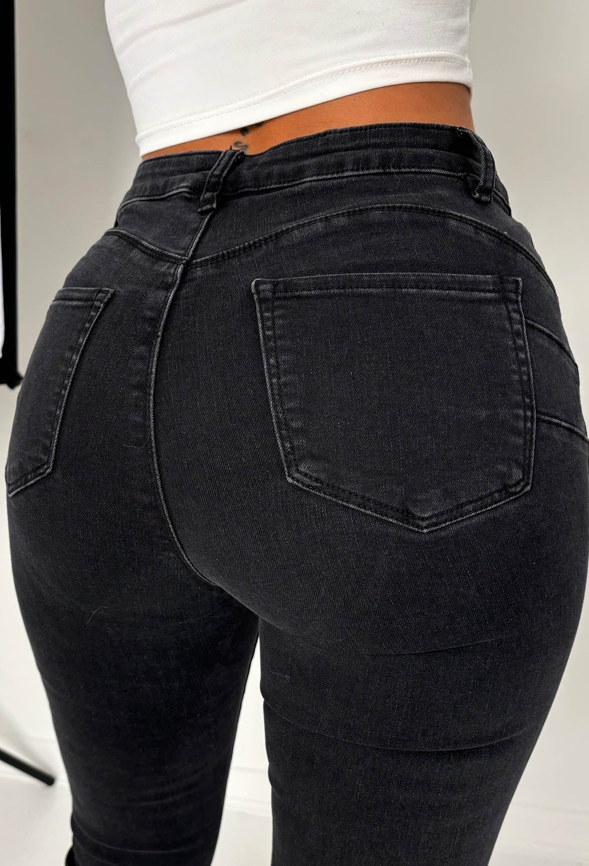 Black Red Flared Jeans