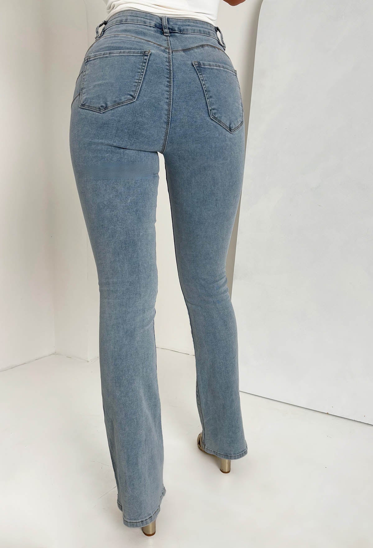Christiane Light Wash Stretch Push Up Flared Jeans