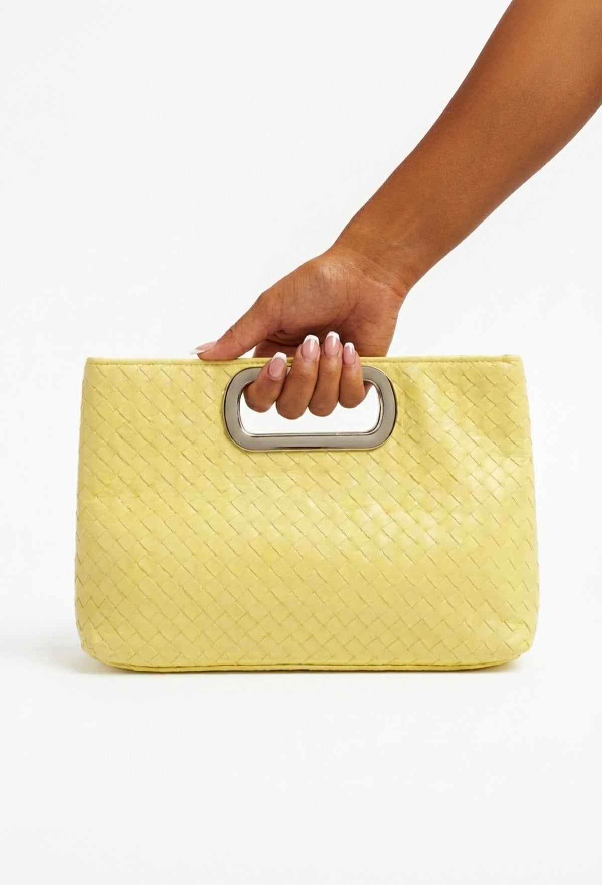 Citrine Yellow Woven Clutch Bag