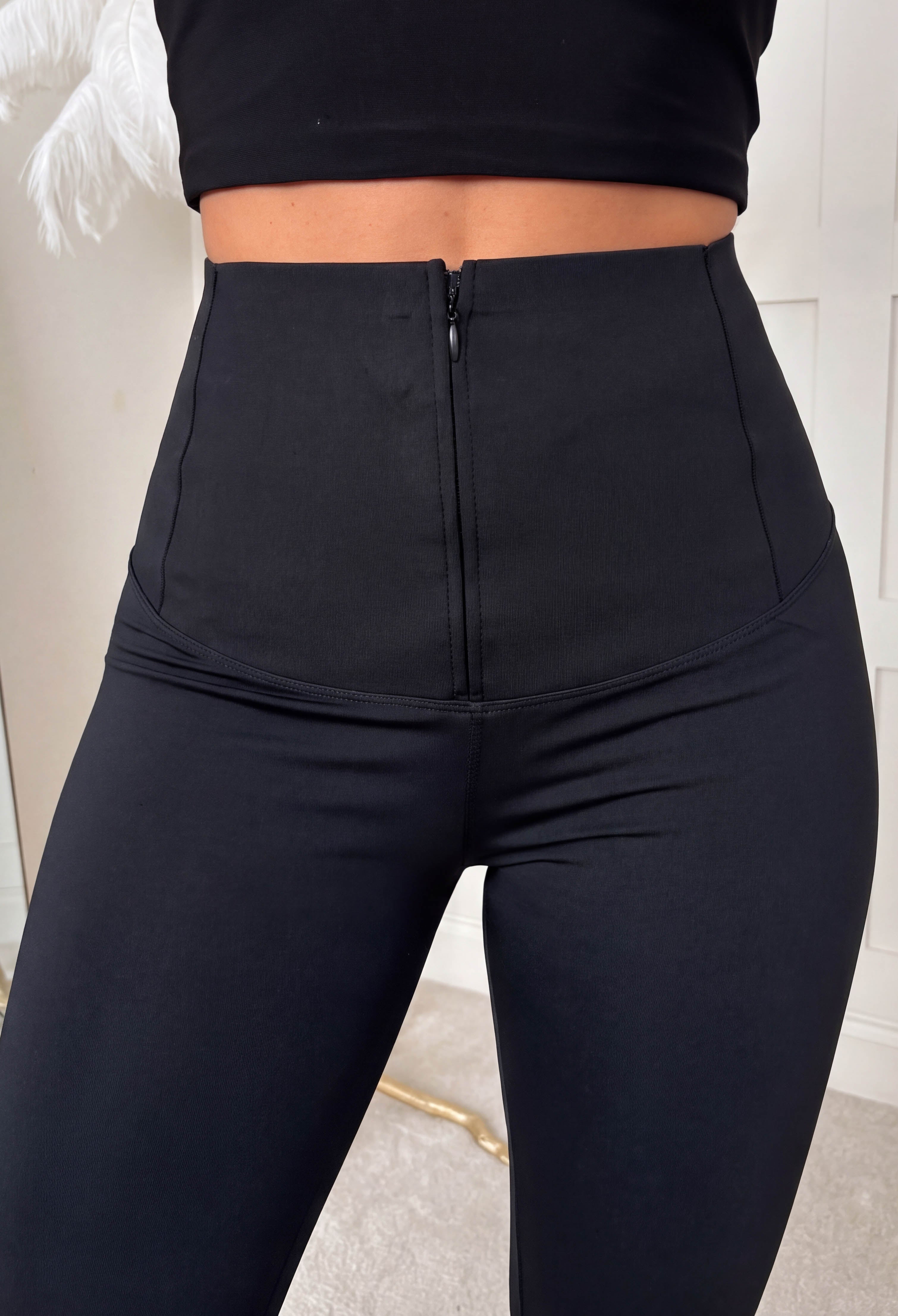 Black High Waist Zip Up Sculpting Leggings