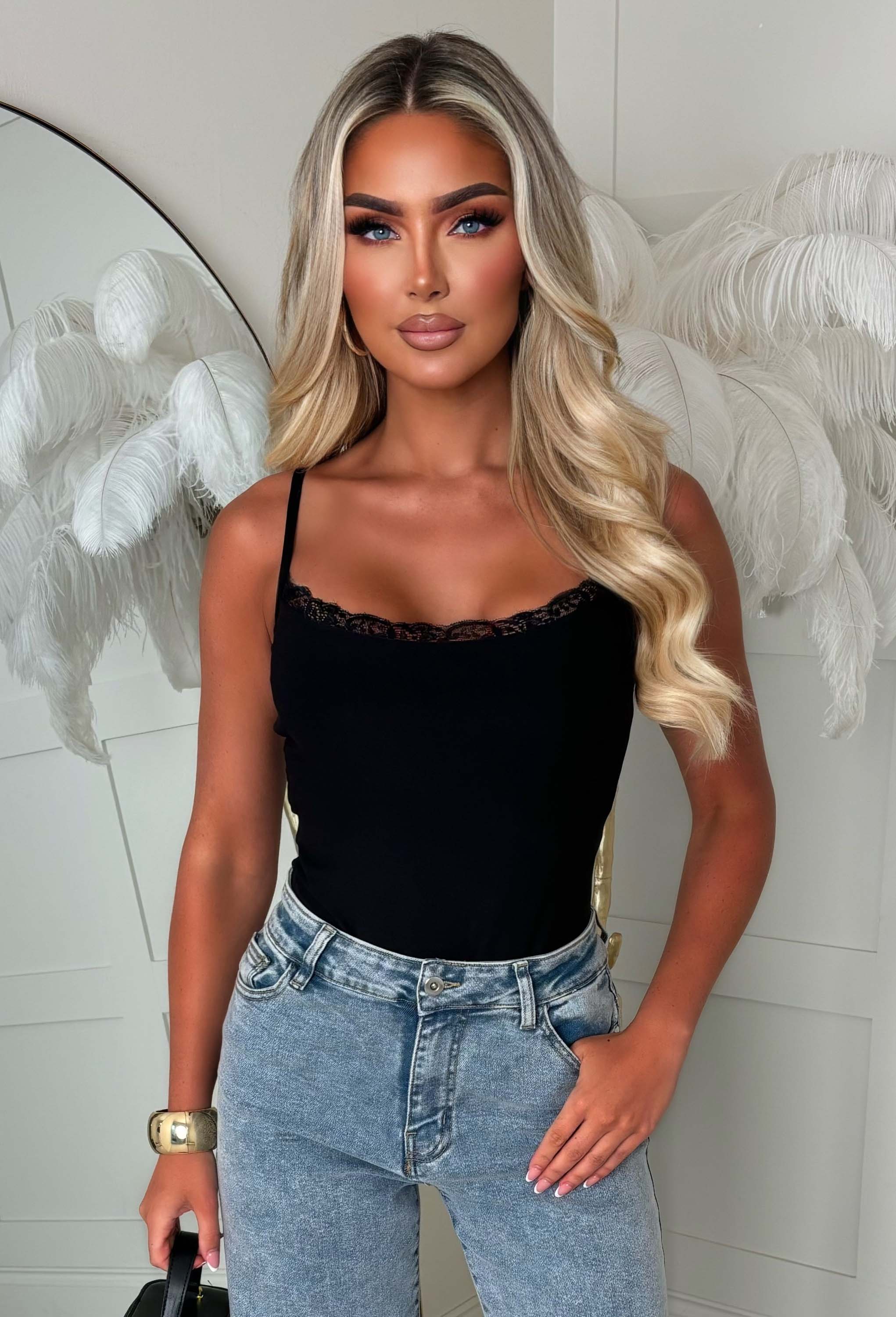 Contour Crush Black Lace Hem Bodysuit