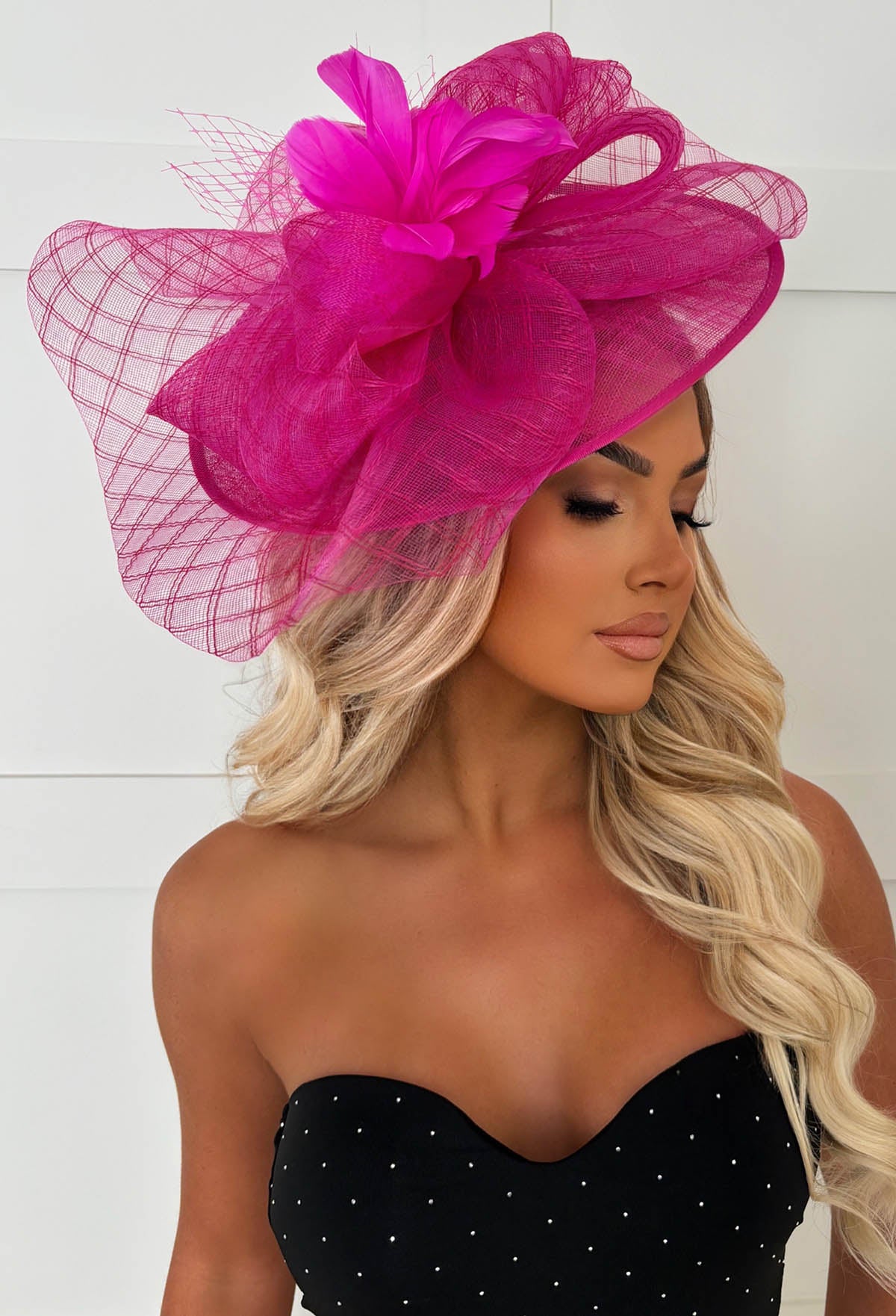 Cosmo Chic Hot Pink Floral Bow Detail Fascinator