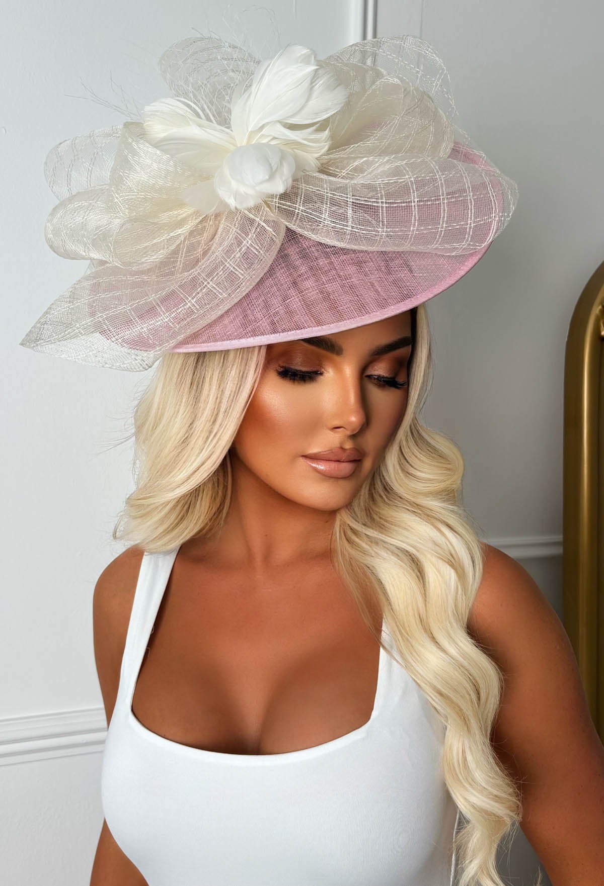 Cosmo Chic Light Pink Floral Bow Detail Fascinator