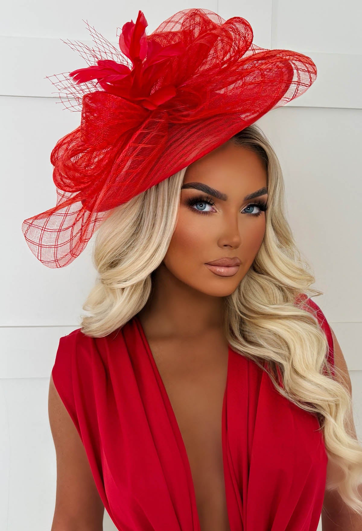 Cosmo Chic Red Floral Bow Detail Fascinator