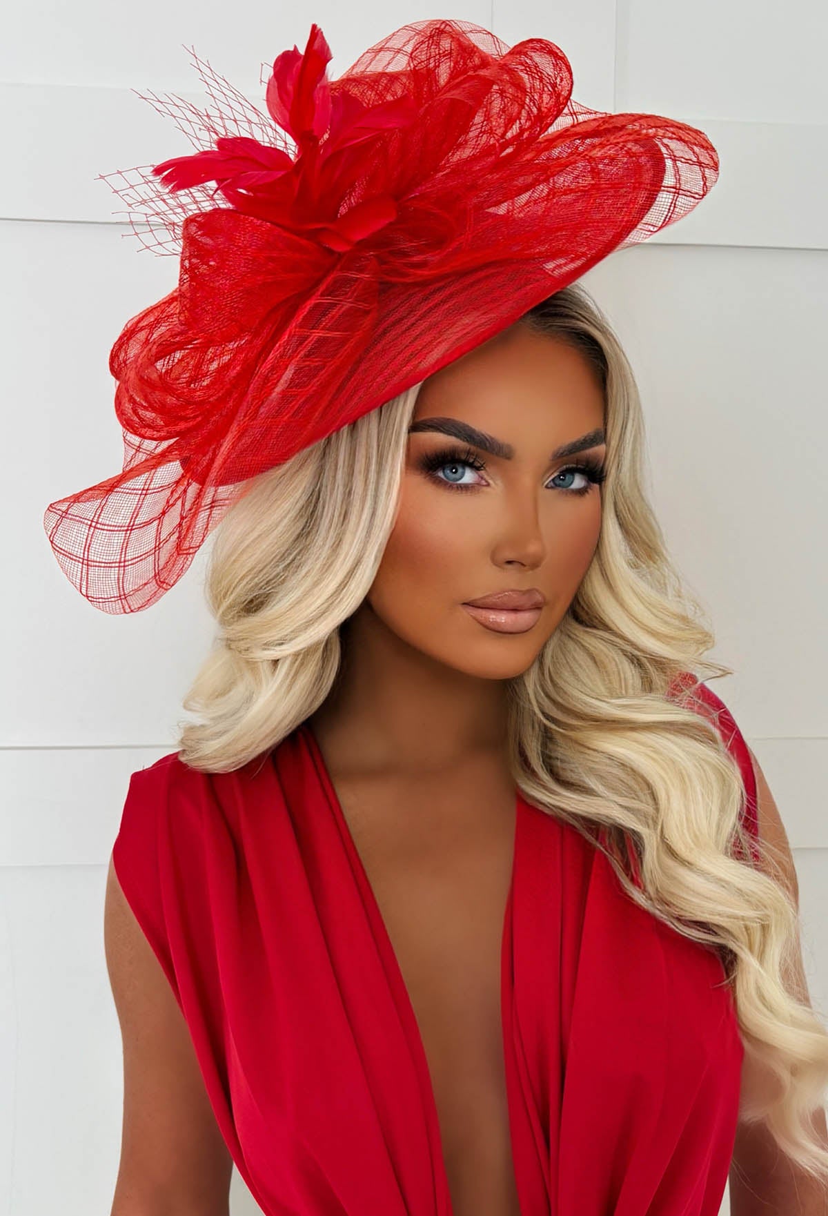 Cosmo Chic Red Floral Bow Detail Fascinator