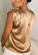 Chase A Moment Gold Satin Sleeveless Top