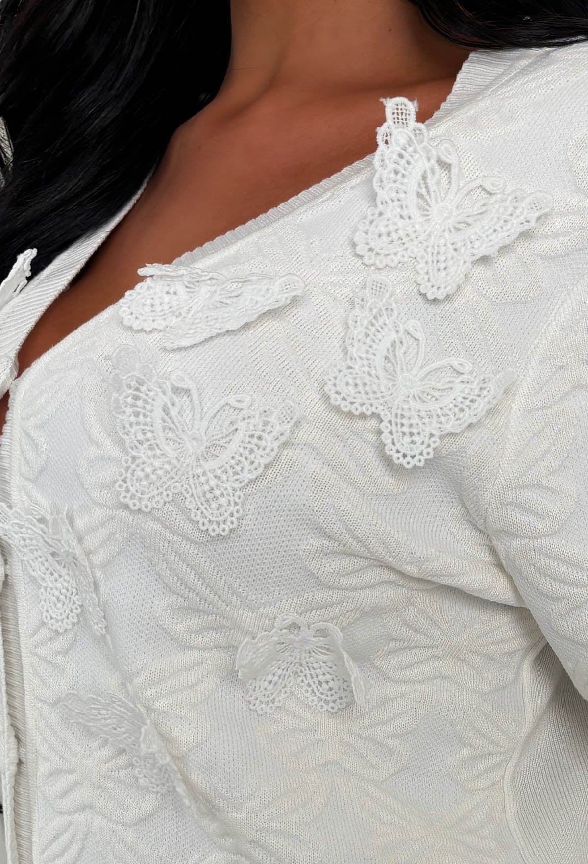 Darling Of The Garden Cream Butterfly Embellished Cardigan