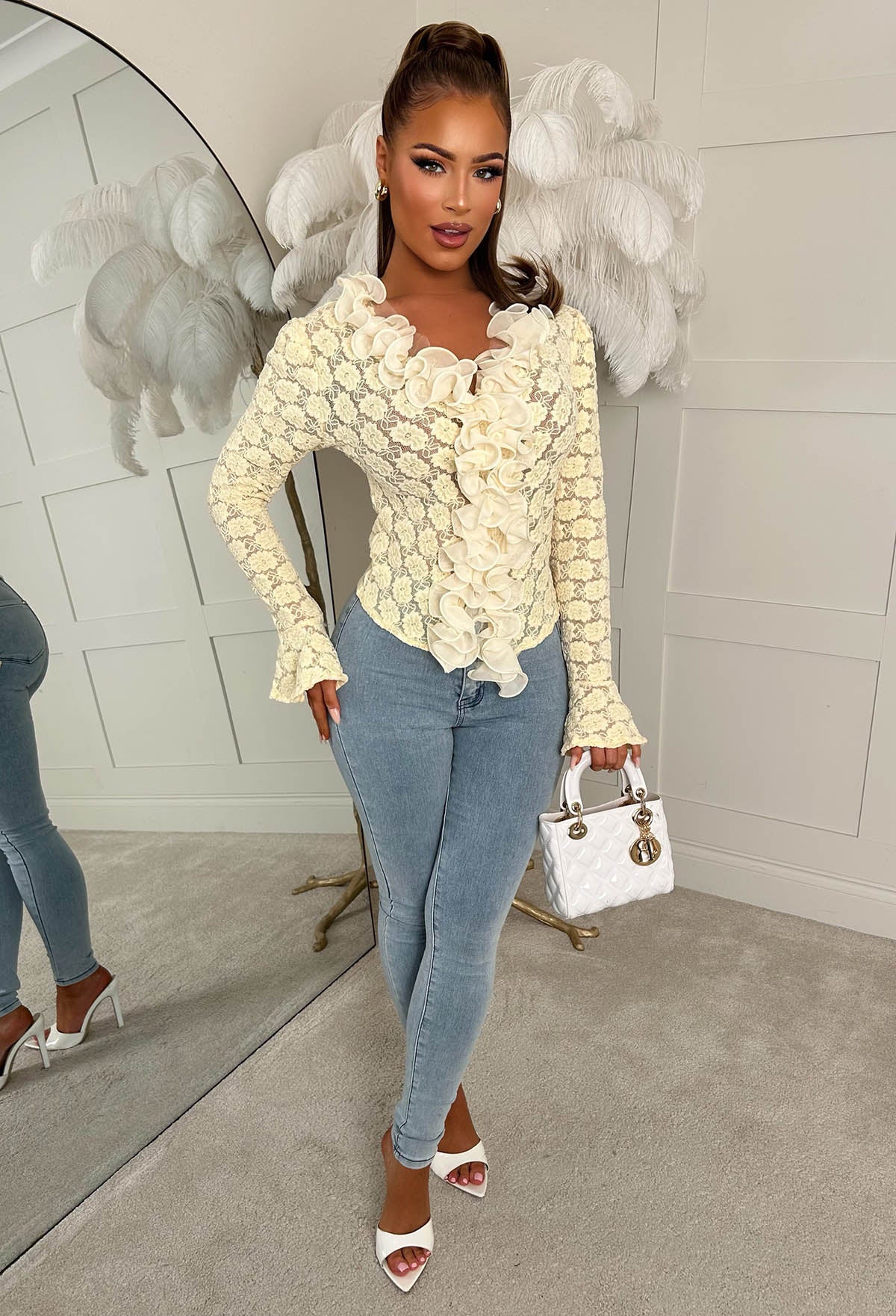 Delicate Desire Yellow Ruffle Lace Top