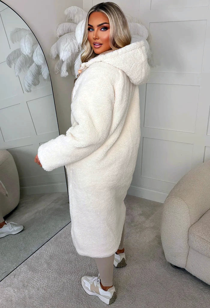 Double Trouble Beige Reversible Borg Padded Puffer Coat