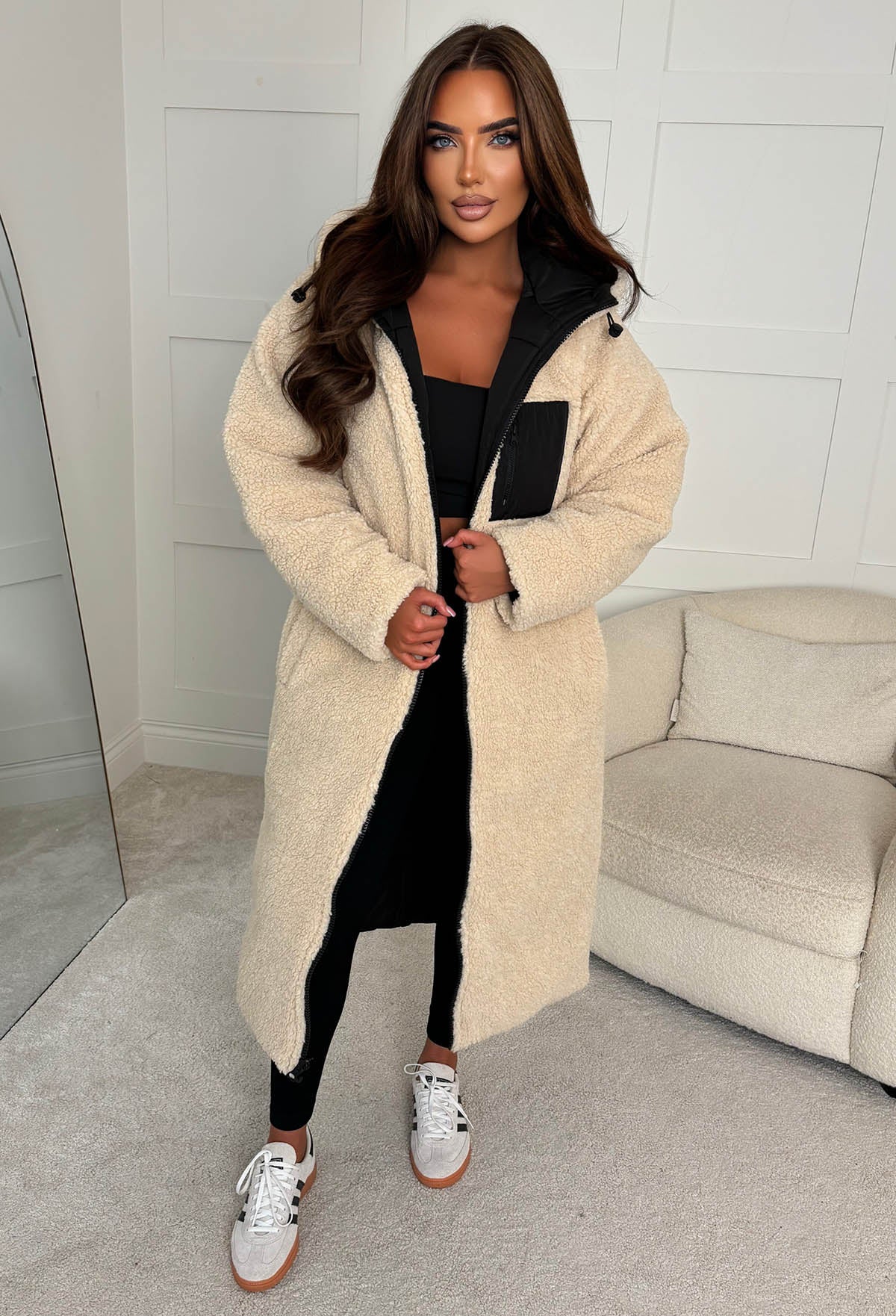 Double Trouble Black Reversible Borg Padded Puffer Coat