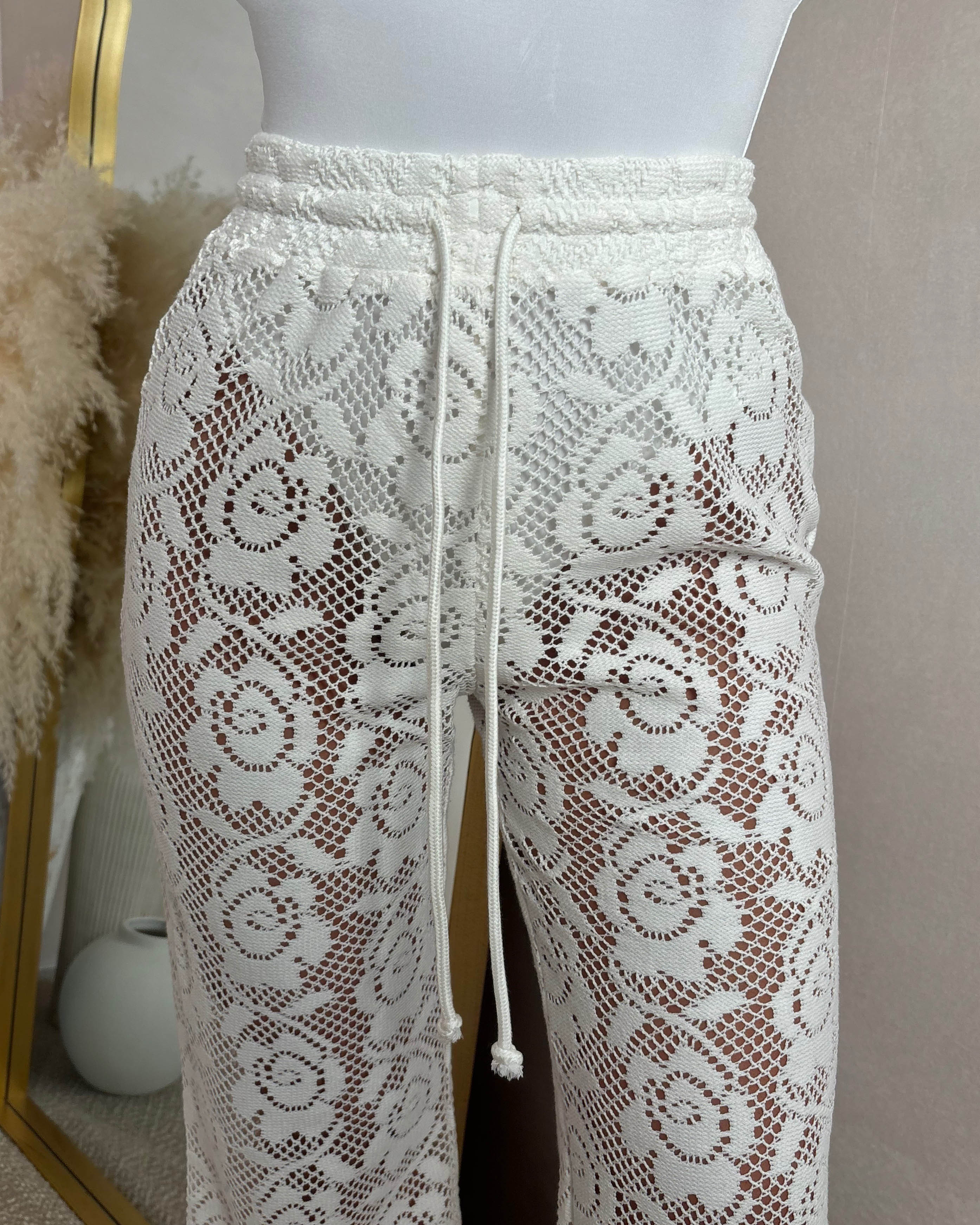 Dream Rush Cream Straight Leg Lace Trousers