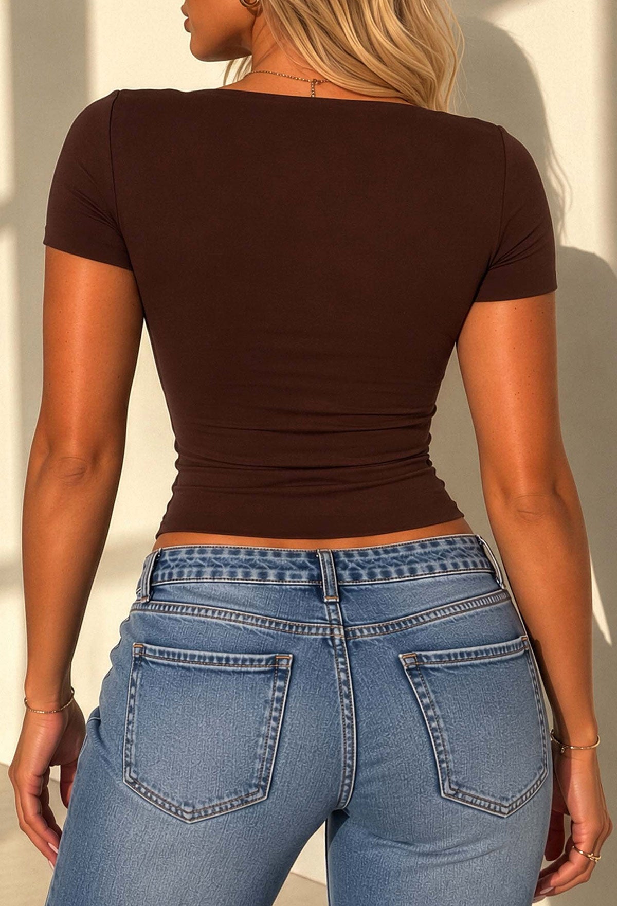 essential-form-chocolate-brown-doubled-layered-square-neck-short-sleeve-top-2