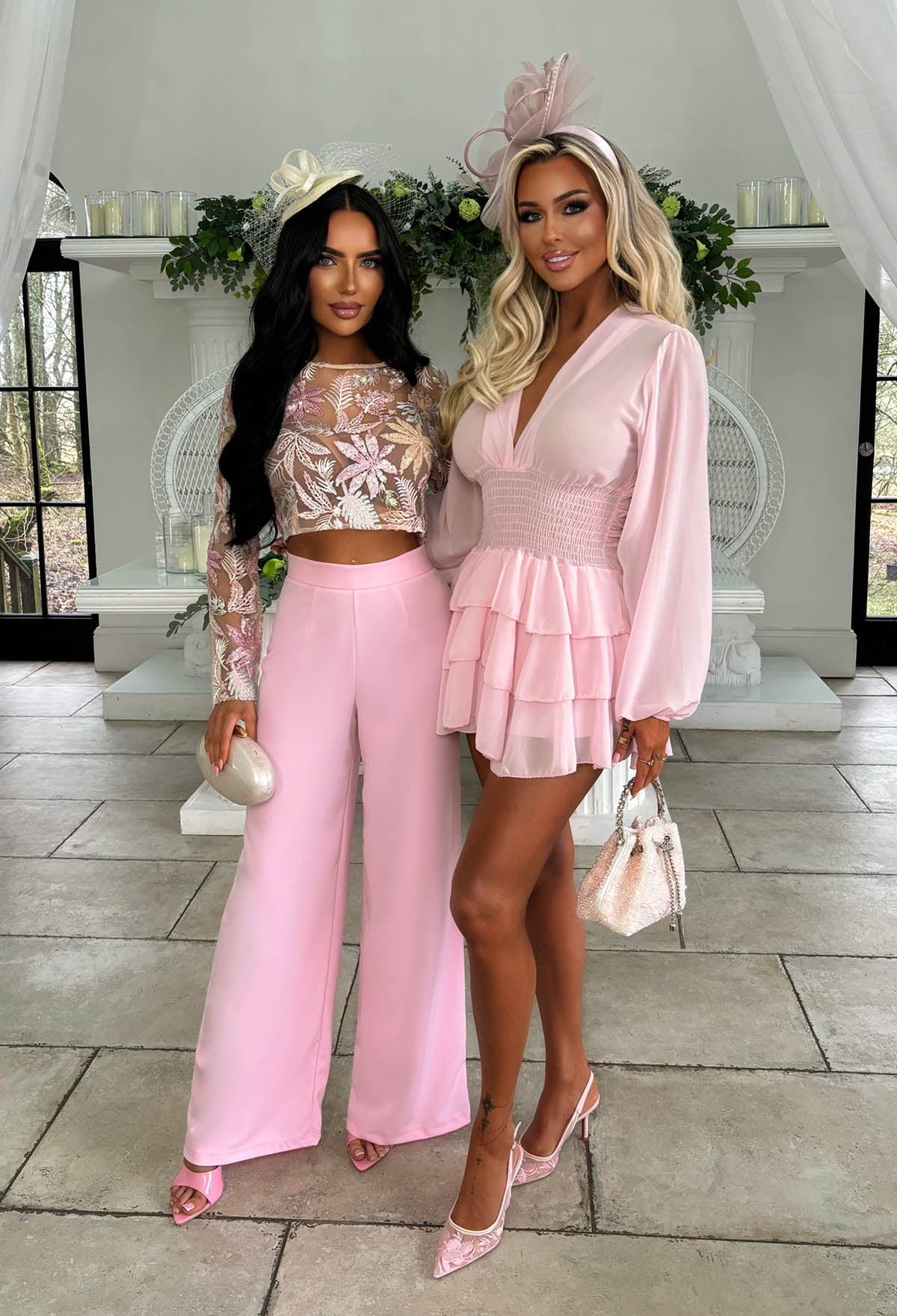 Eternal Grace Pink Long Sleeve Ruffle Mini Dress