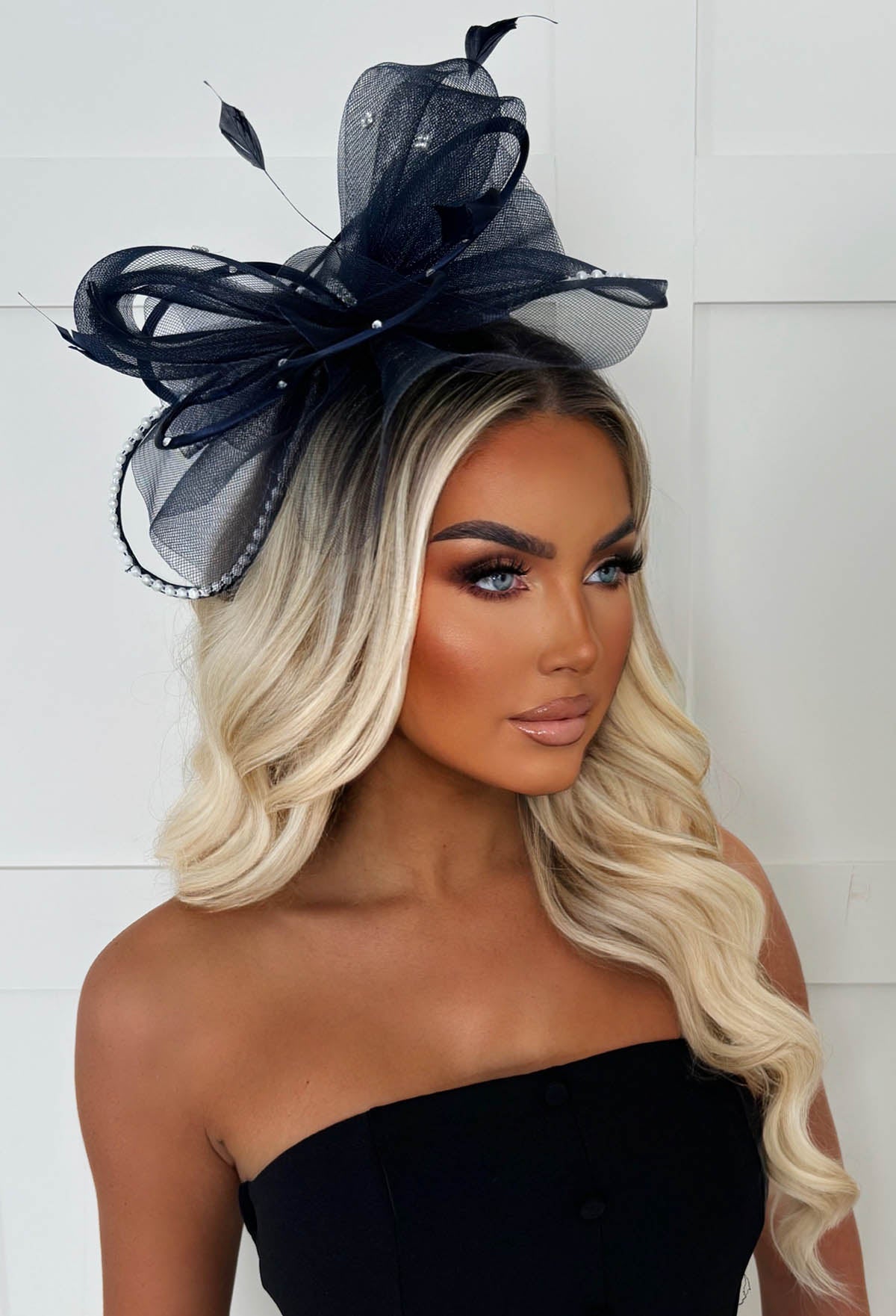 Eternity Navy Diamante Veil Fascinator