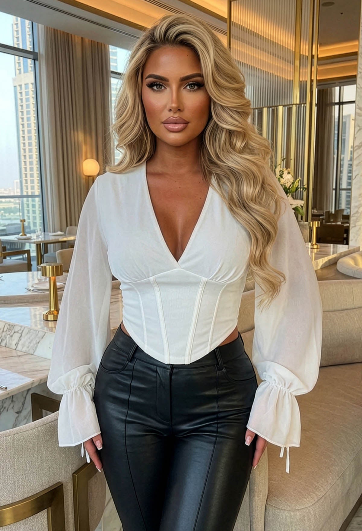 Ethereal Ease White Mesh Corset Style Top