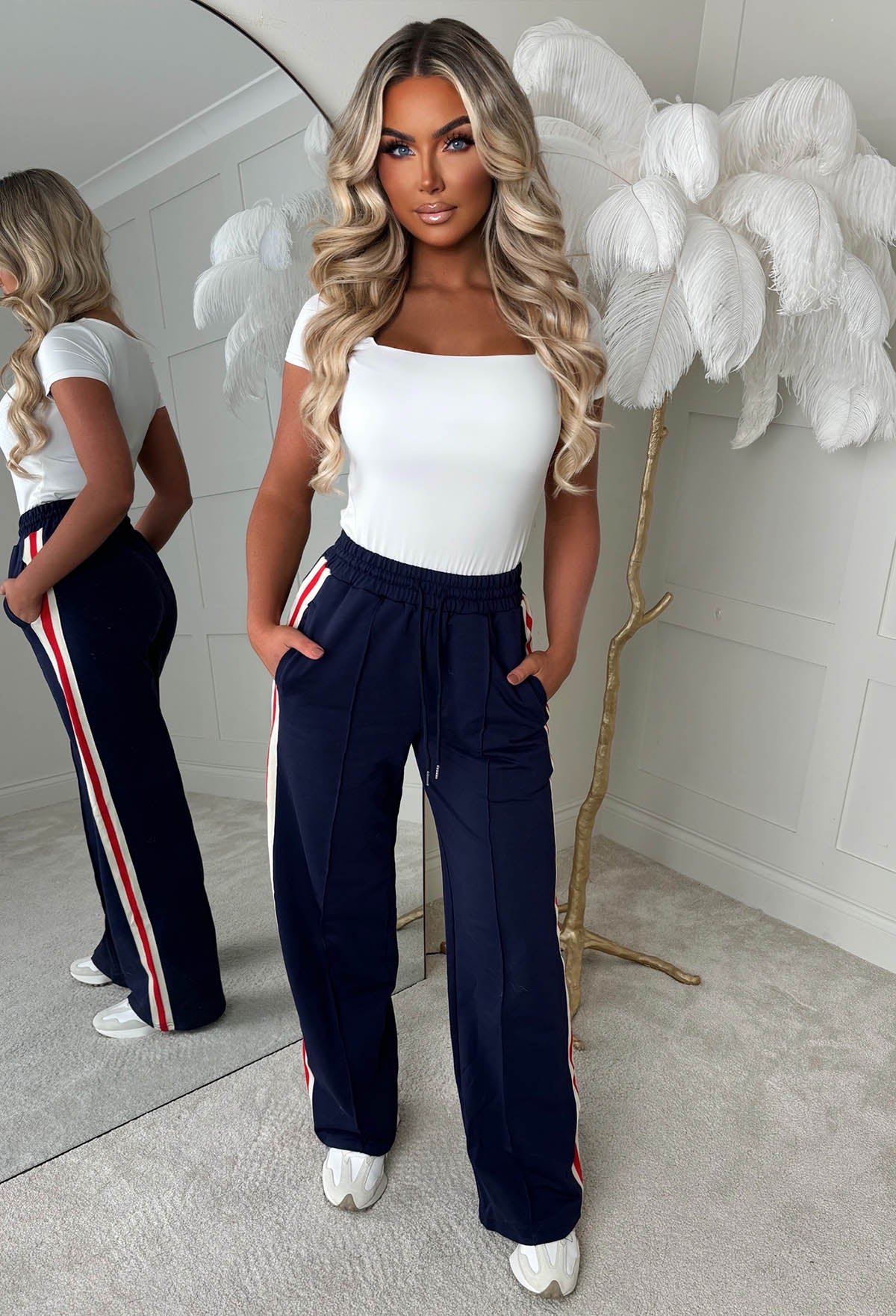 Everyday Thrills Navy Side Stripe Trousers