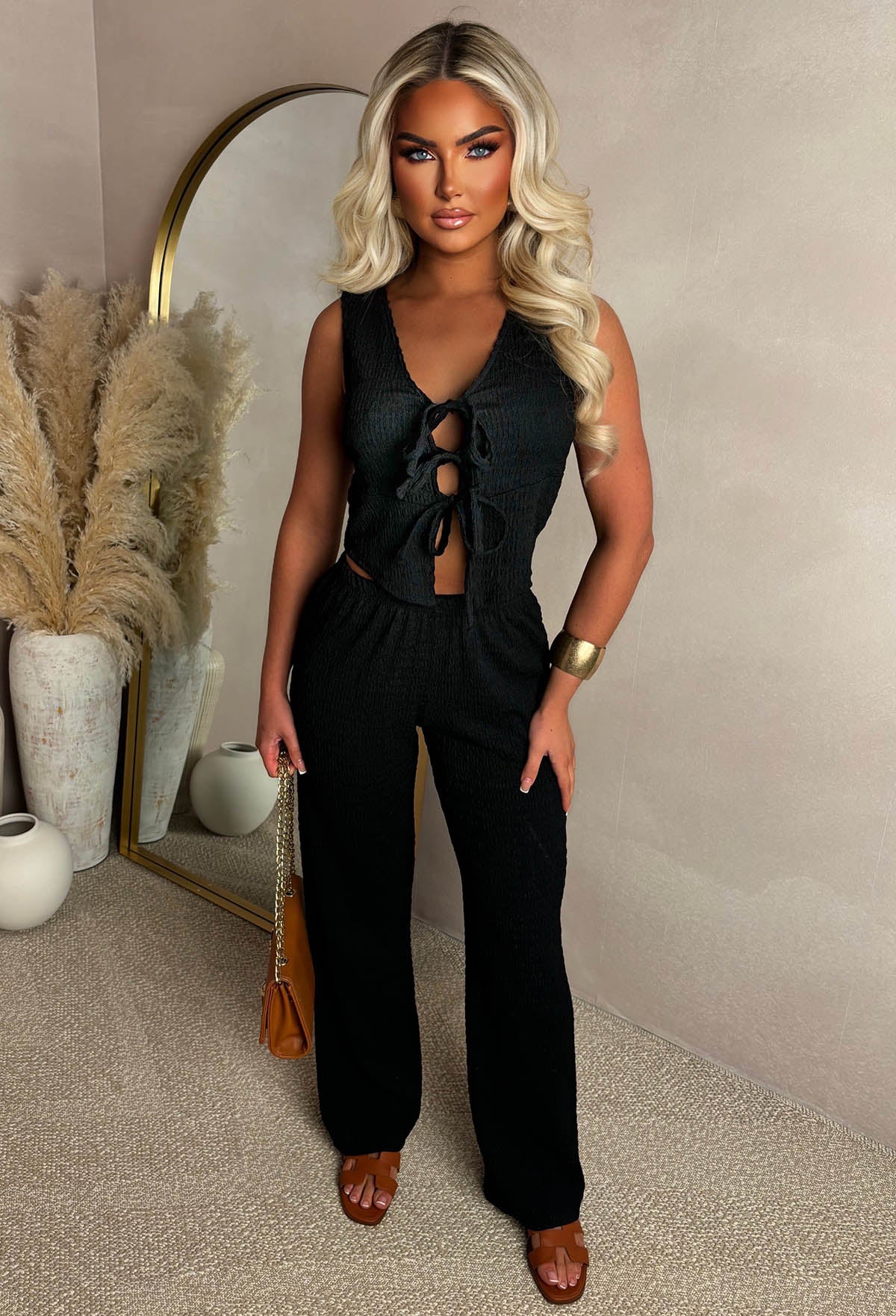 Fatal Attraction Black Tie Knot Top