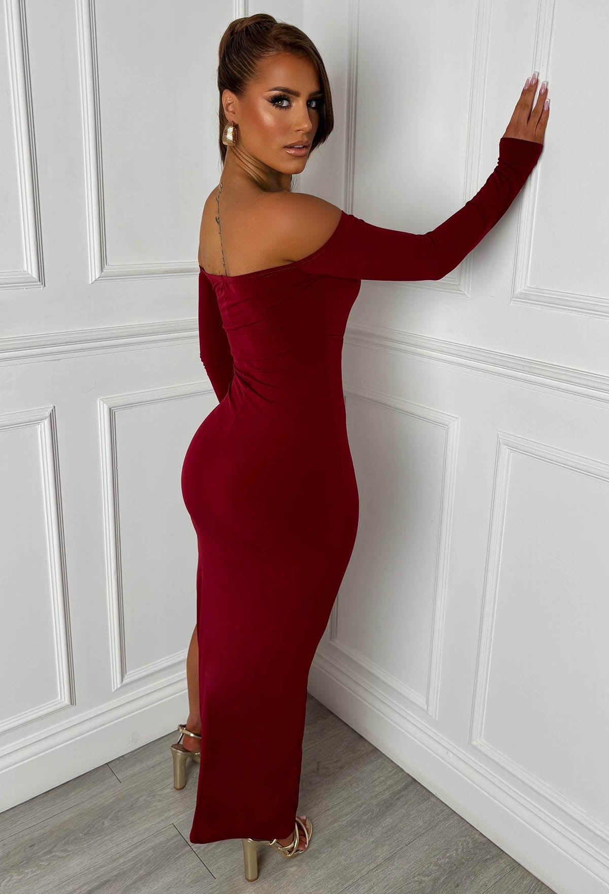 Finlay Burgundy Cut Out Maxi Dress