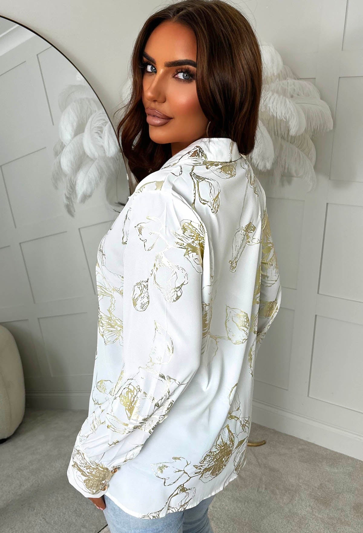 Floral Fantasia White Floral Foil Shirt