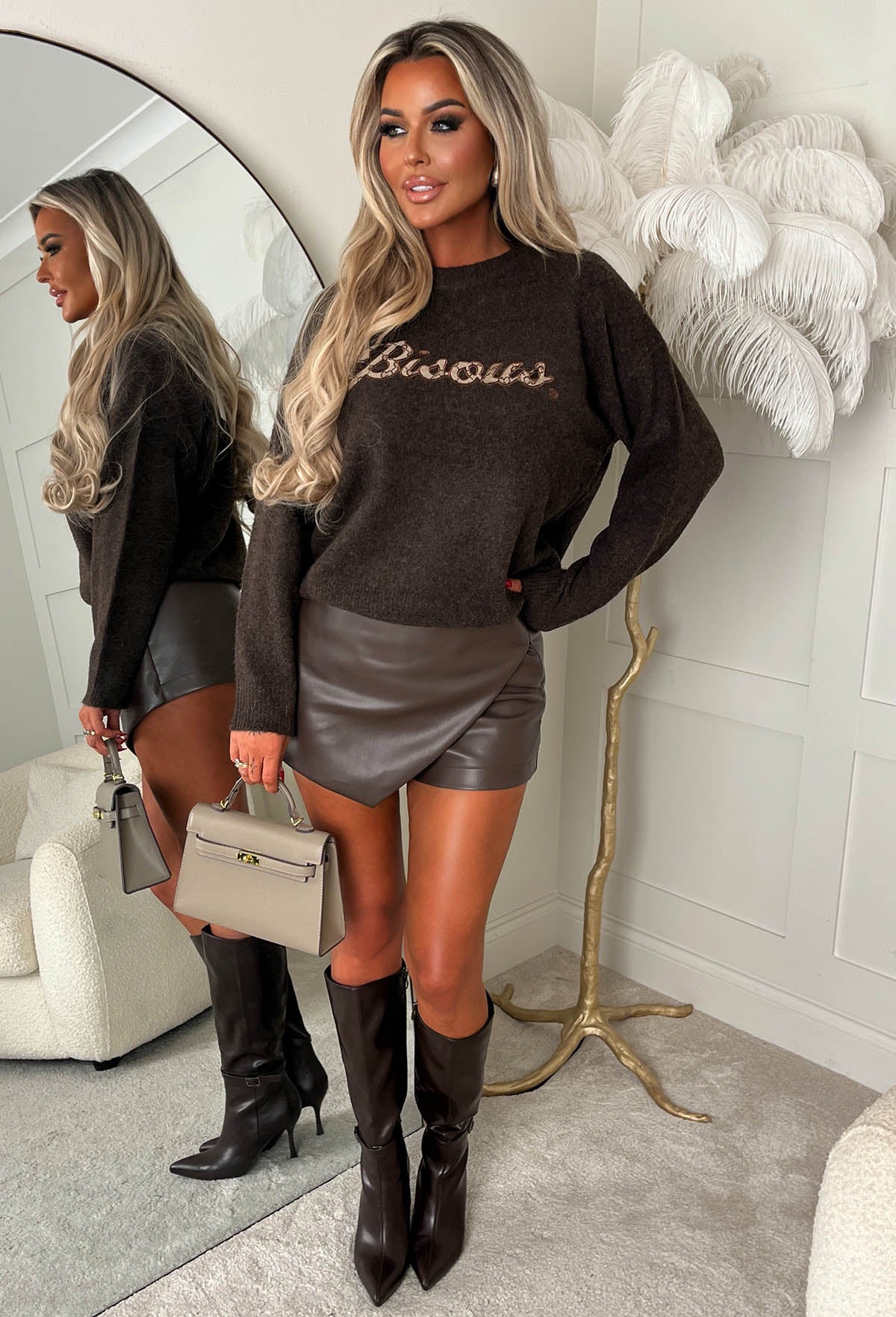 French Kisses Brown Bisous Applique Jumper