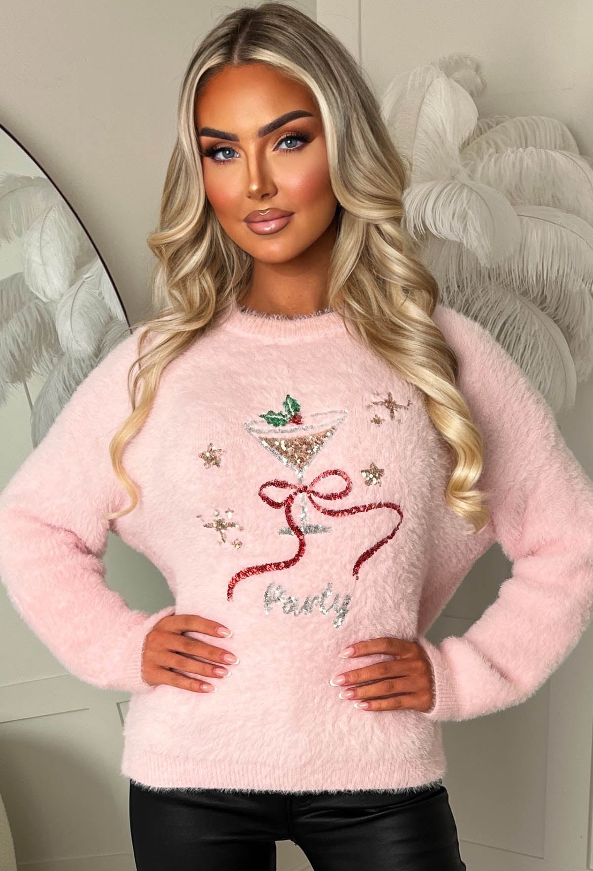Frost Babe Pink Fluffy Christmas Jumper
