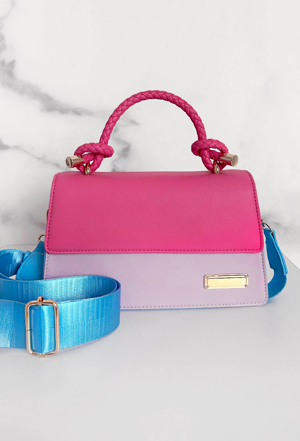 Fun With You Pink Colour Block Detail Bag