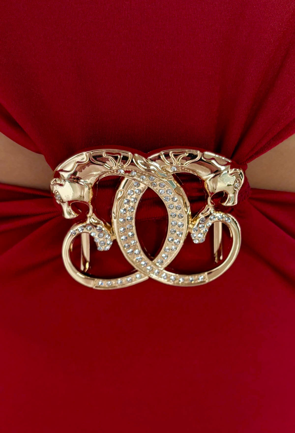 Gilly Burgundy Cut Out Diamante Brooch Sleeveless Dress