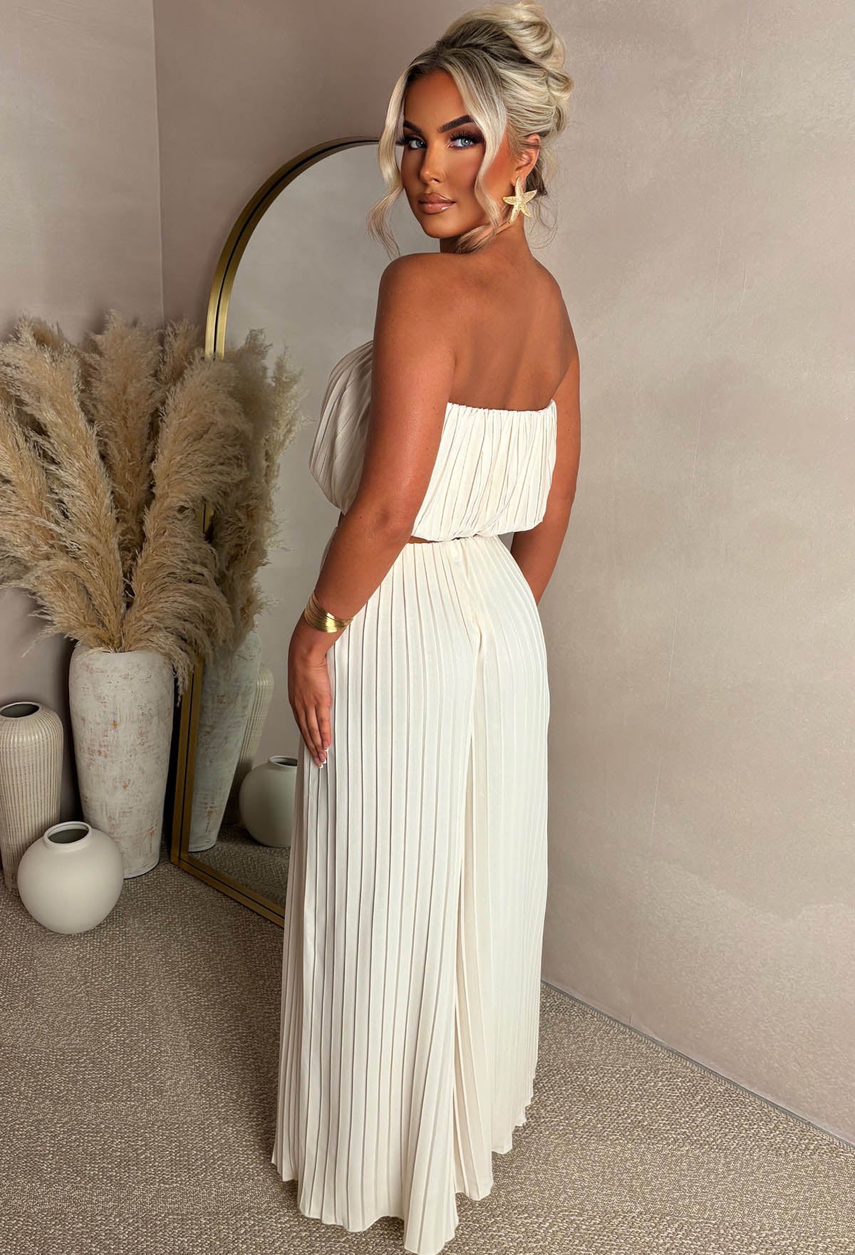 Hearts Delight Cream Plisse Trouser Co-Ord