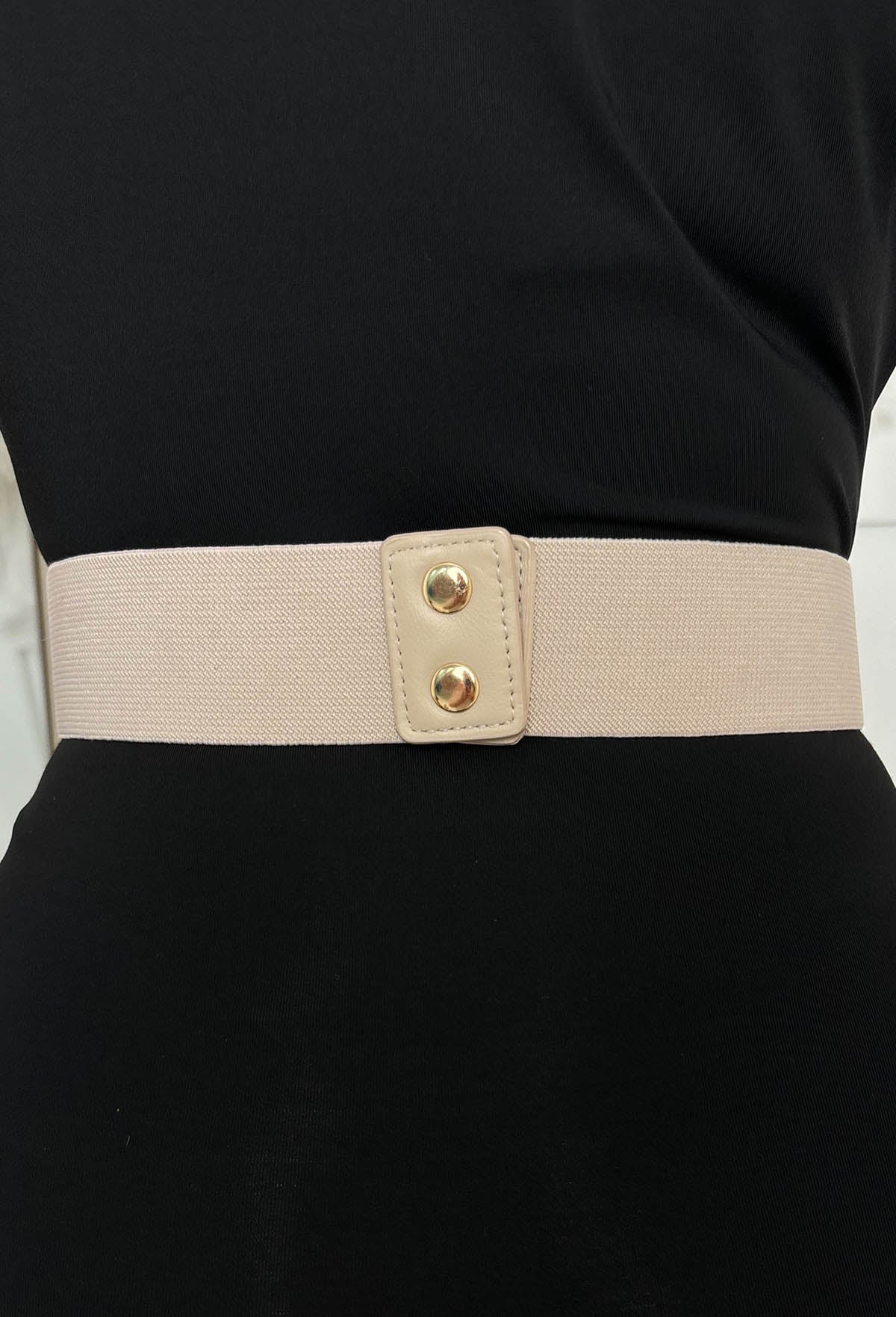 Hollywood Glam Beige Gold Detail Elasticated Belt
