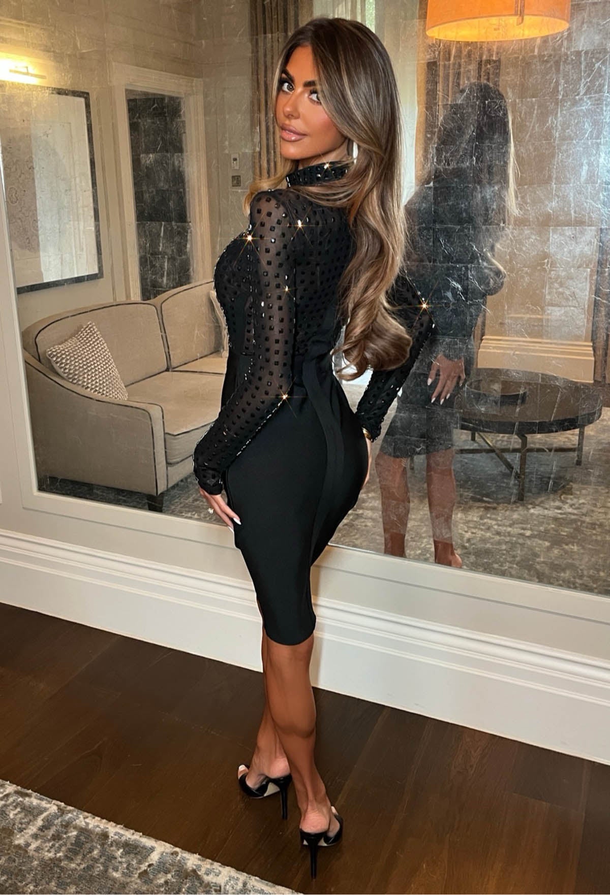 Hot For You Black Hotfix Bandage Dress