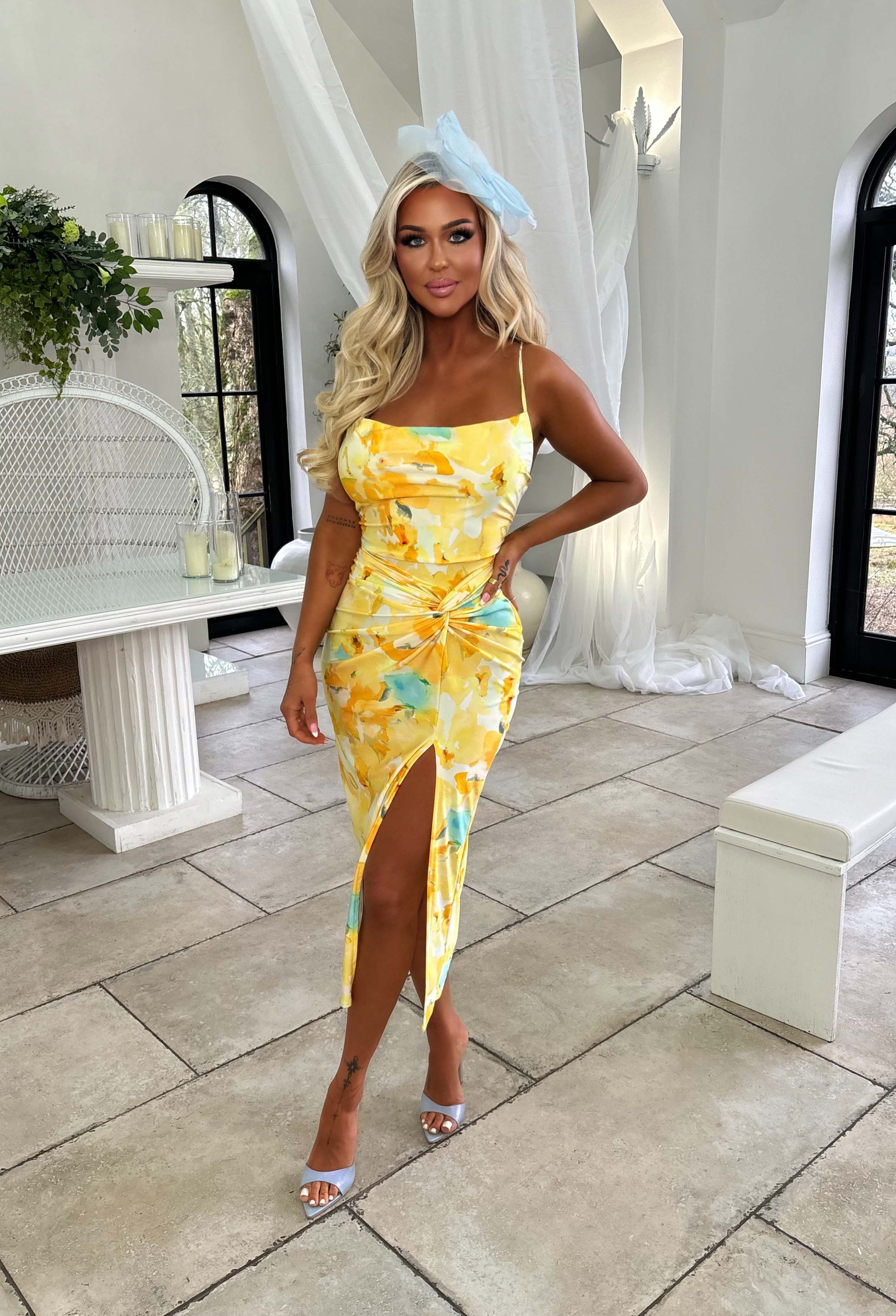 Hotter Than Ever Yellow Abstract Floral Print Dress
