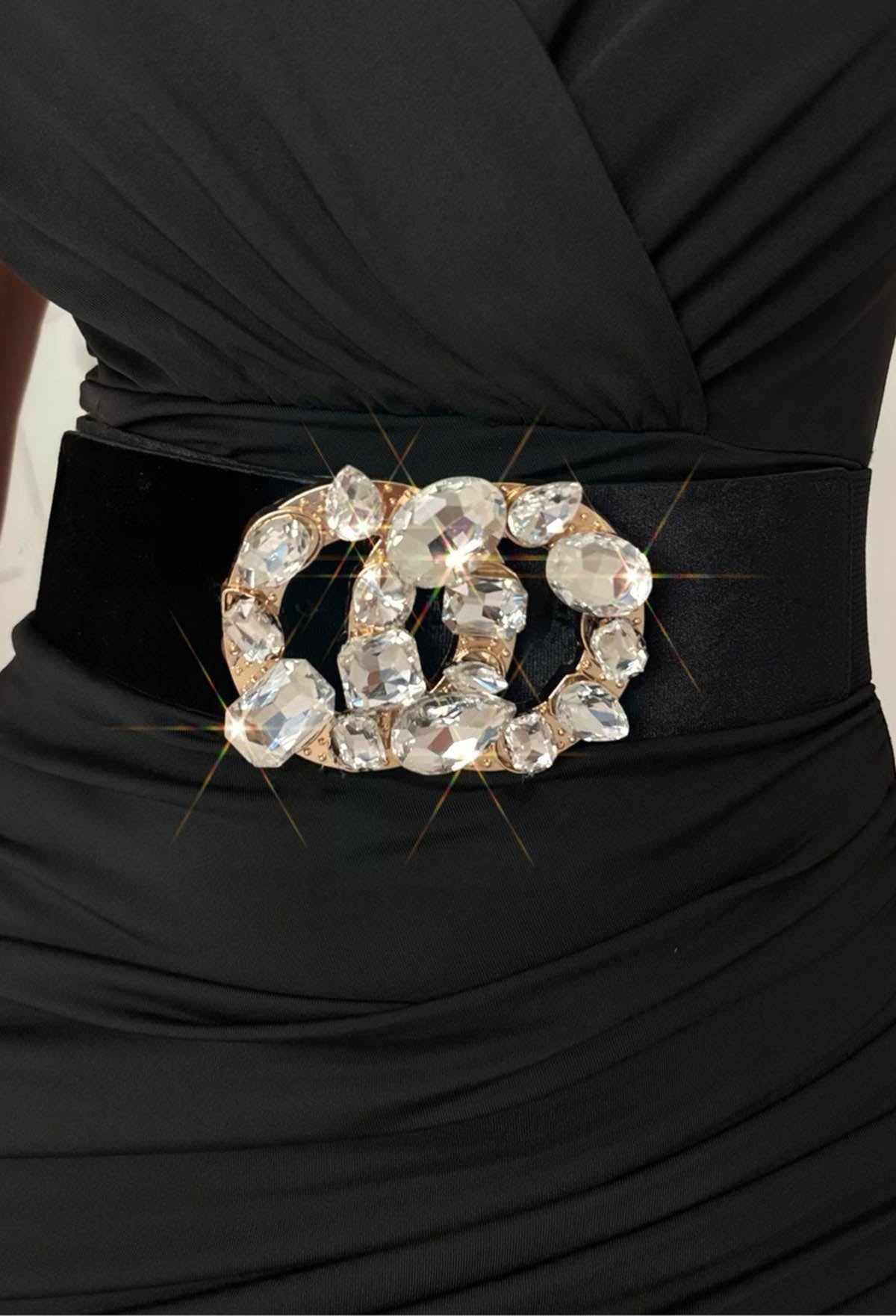 House Of Glamour Black Diamante Buckle Belt