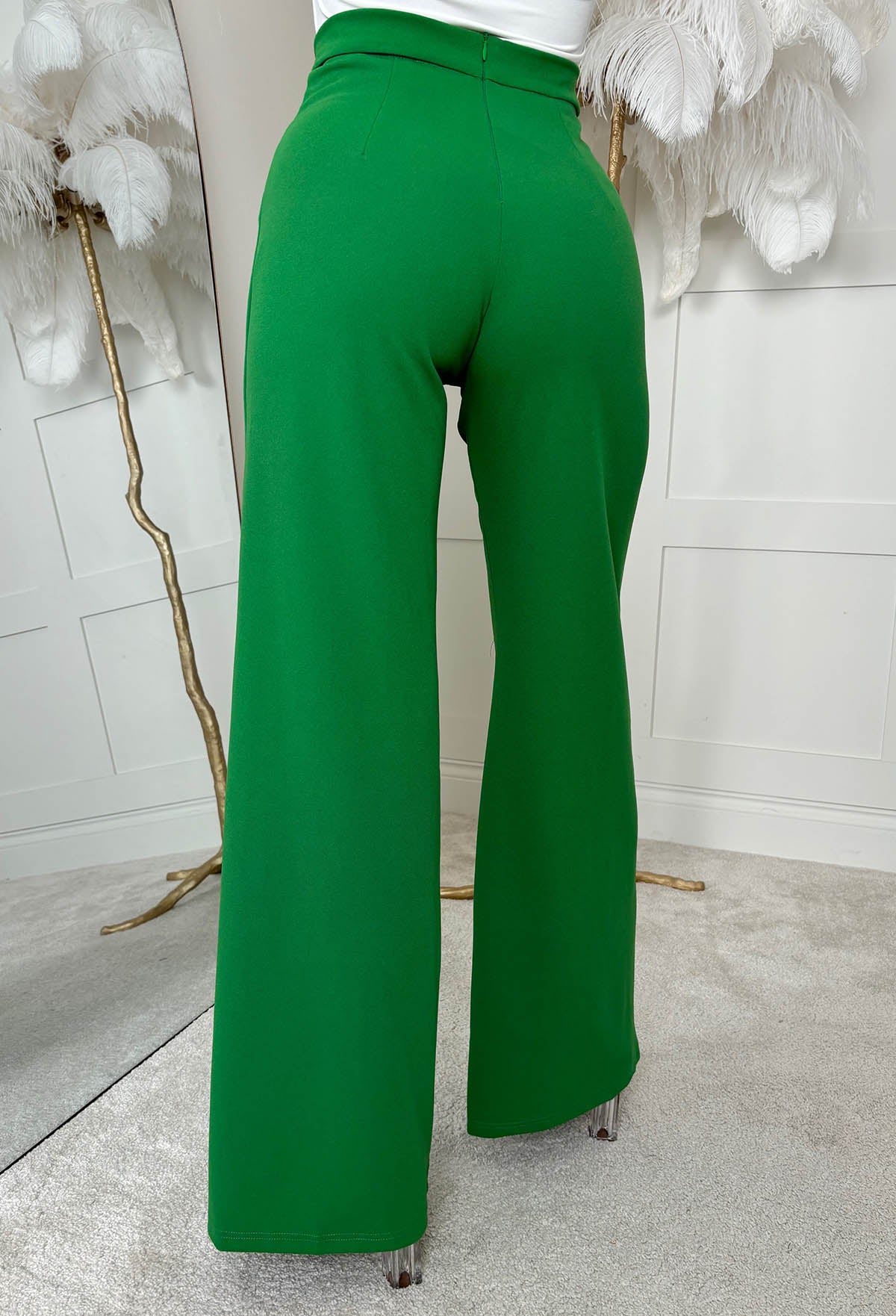 I See Fire Green High Waisted Wide Leg Trousers