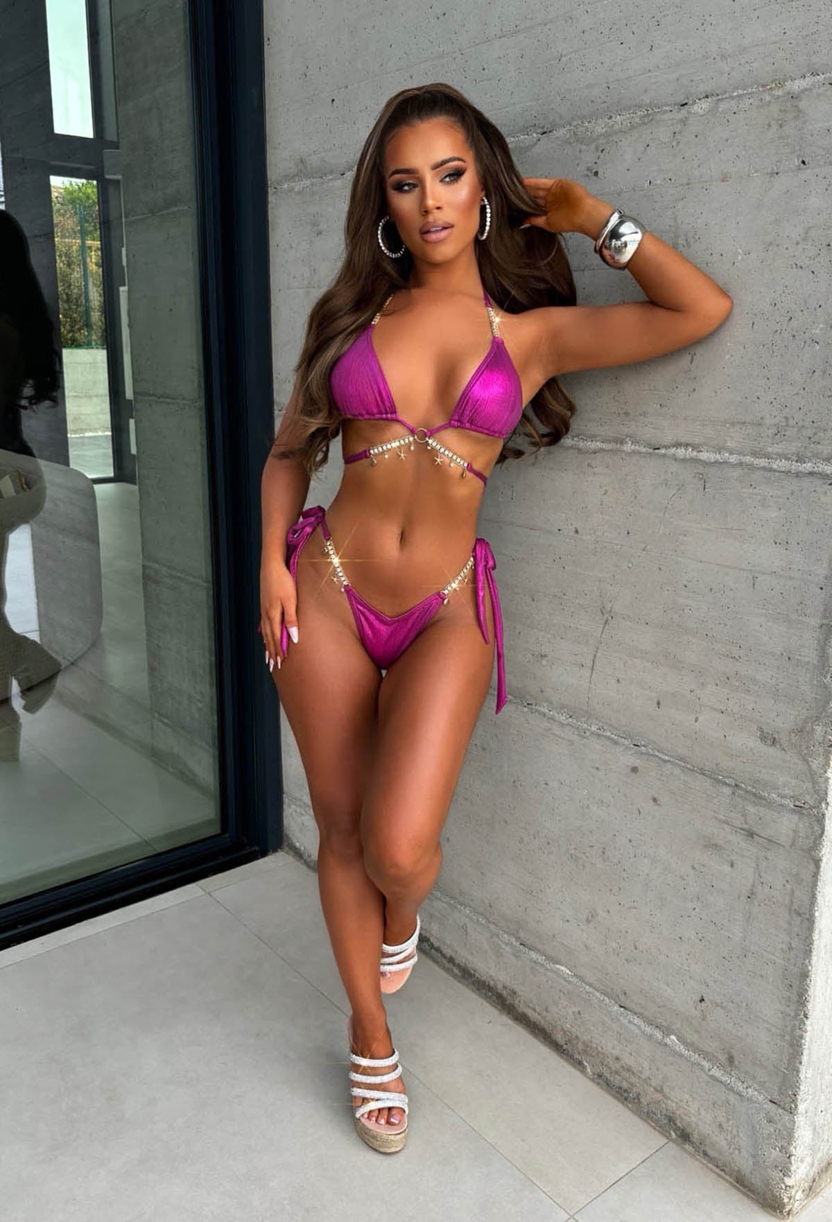 Ibiza Baby Purple Metallic Embellished Wrap Trim Bikini