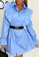 Love In The City Baby Blue Frilled Shirt Dress