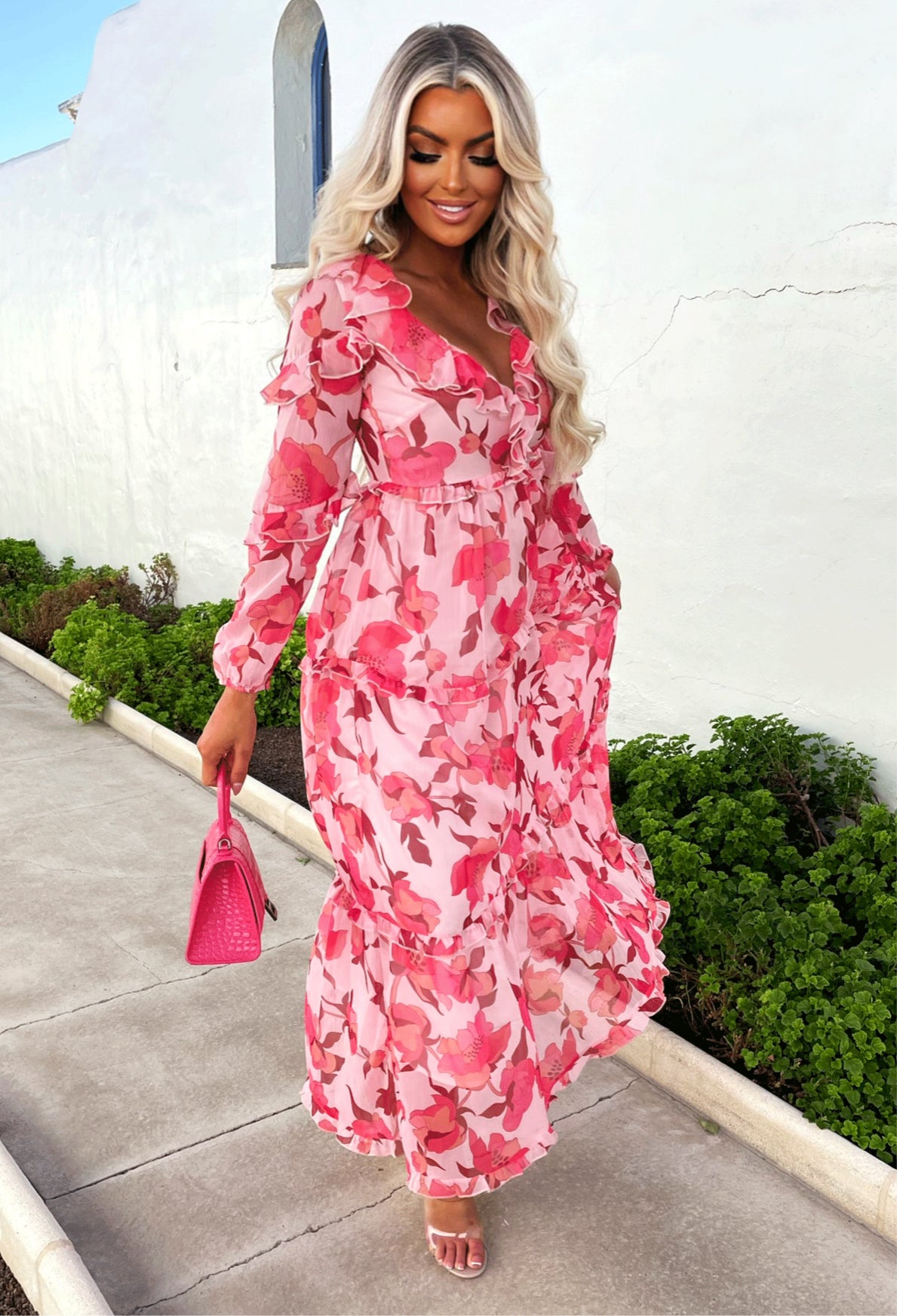 french connection pink maxi dress French Connection Striped Halterneck Maxi Dress - Pink