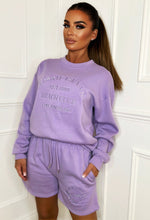 San Francisco Chilling Lilac Embroided Shorts Lounge Set