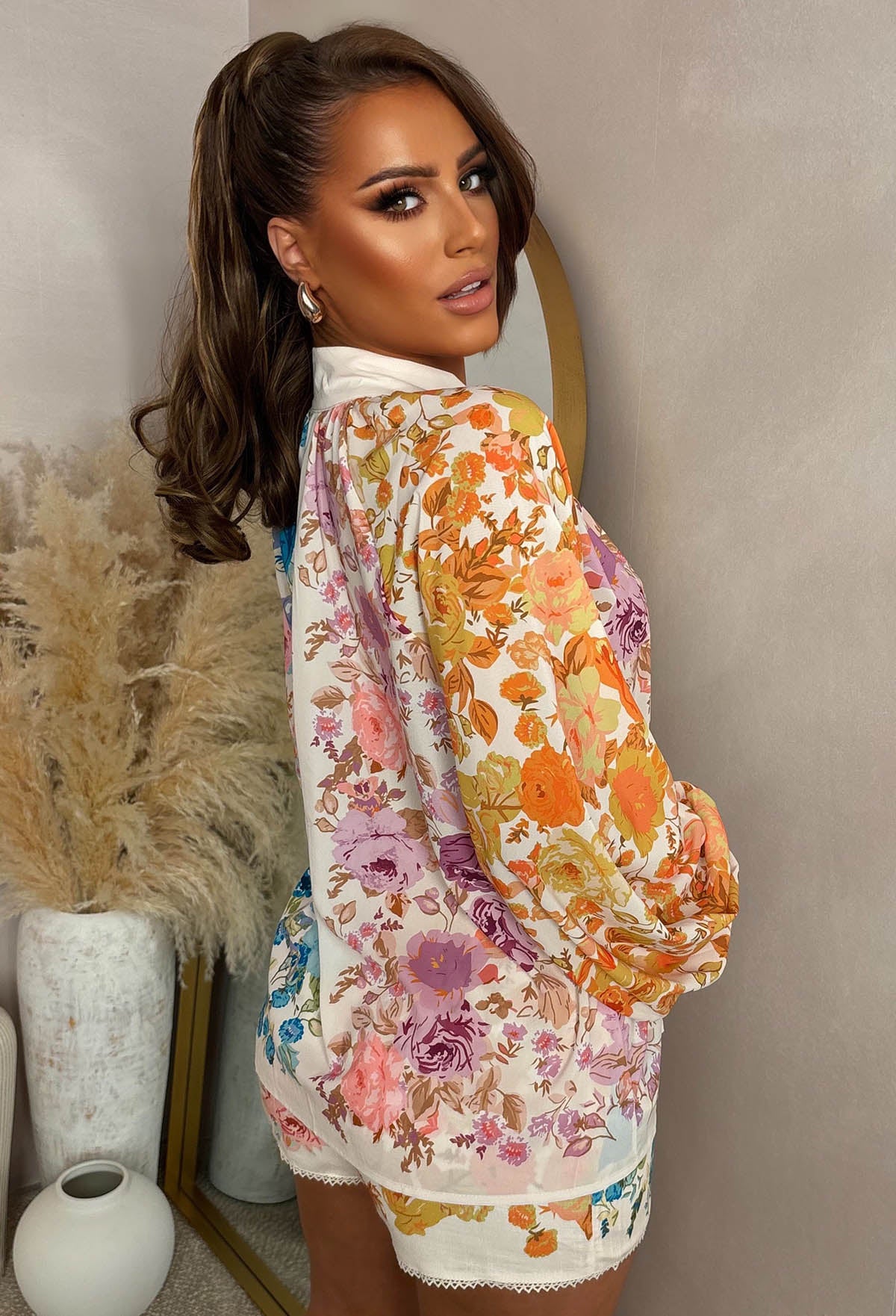 Infinite Bliss Multi Floral Print Belted Shorts