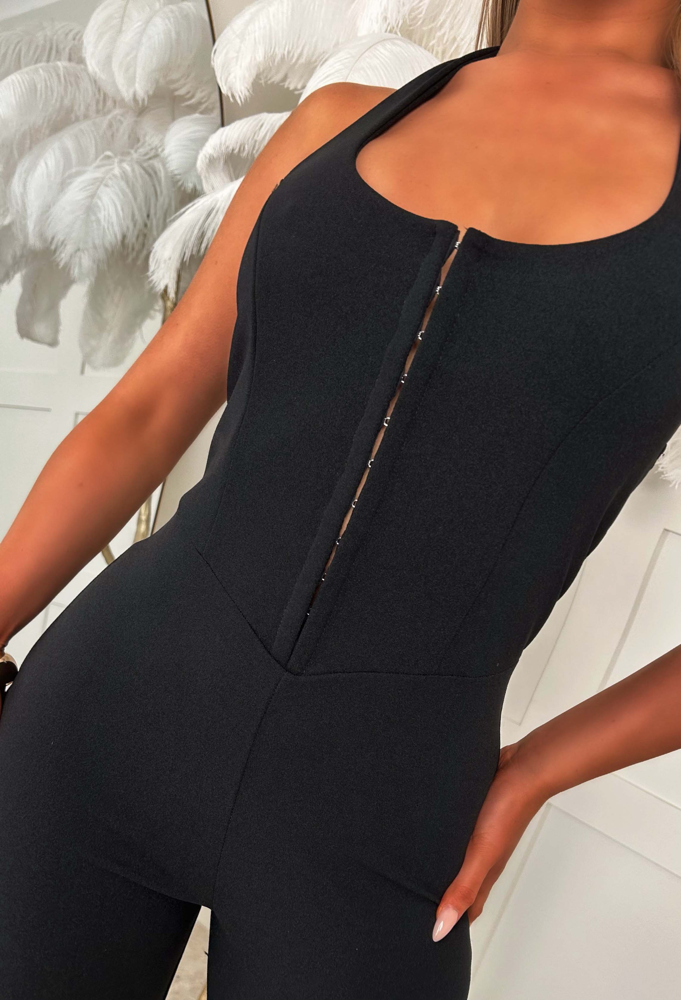 Irresistible Muse Black Halter Neck Bengaline Jumpsuit