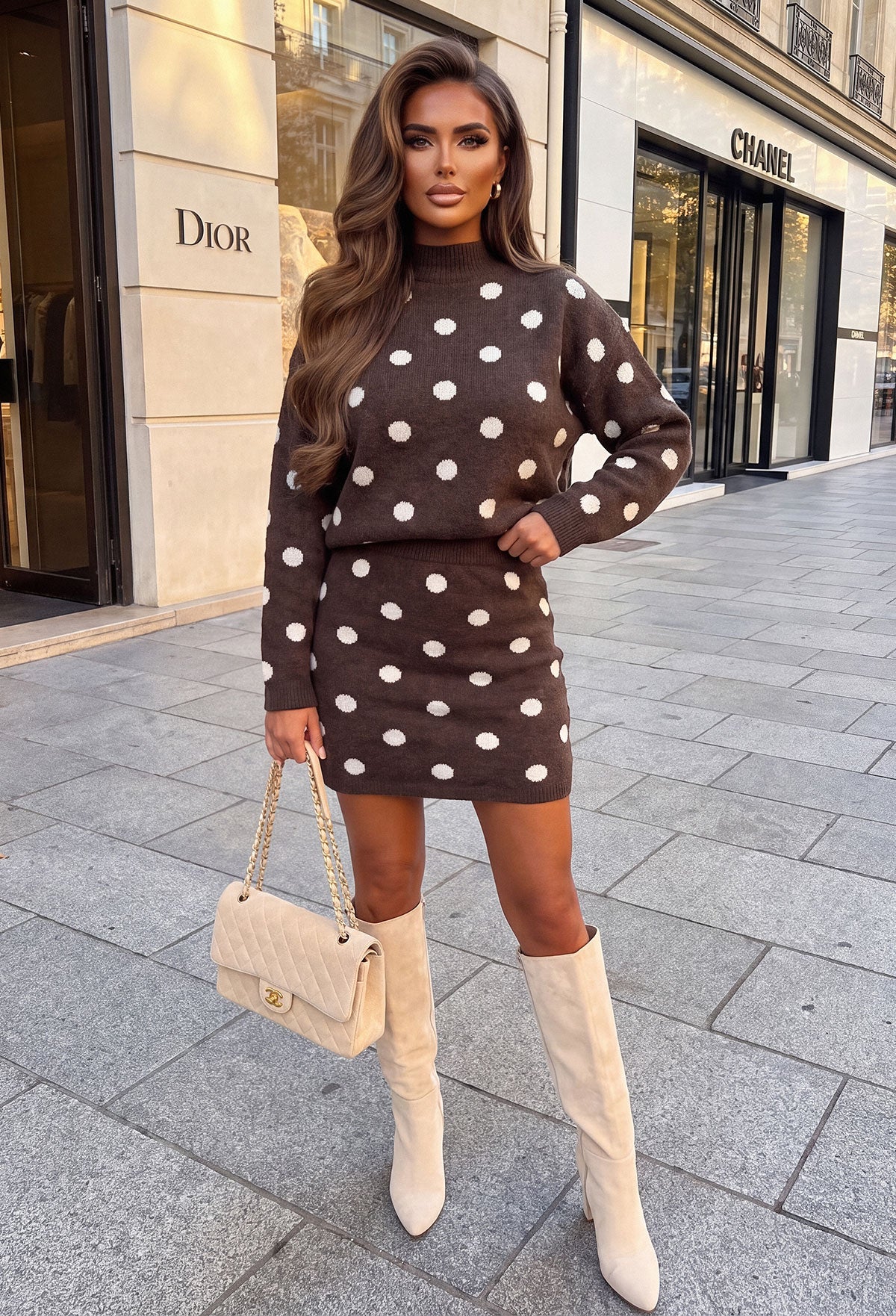 jia-brown-knitted-polka-dot-mini-skirt-co-ord-set-1