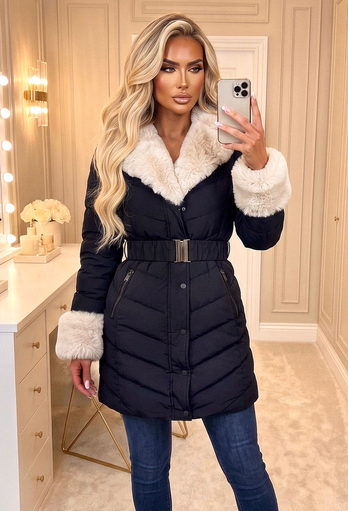 joanne-black-cream-faux-fur-lined-belted-padded-coat-4